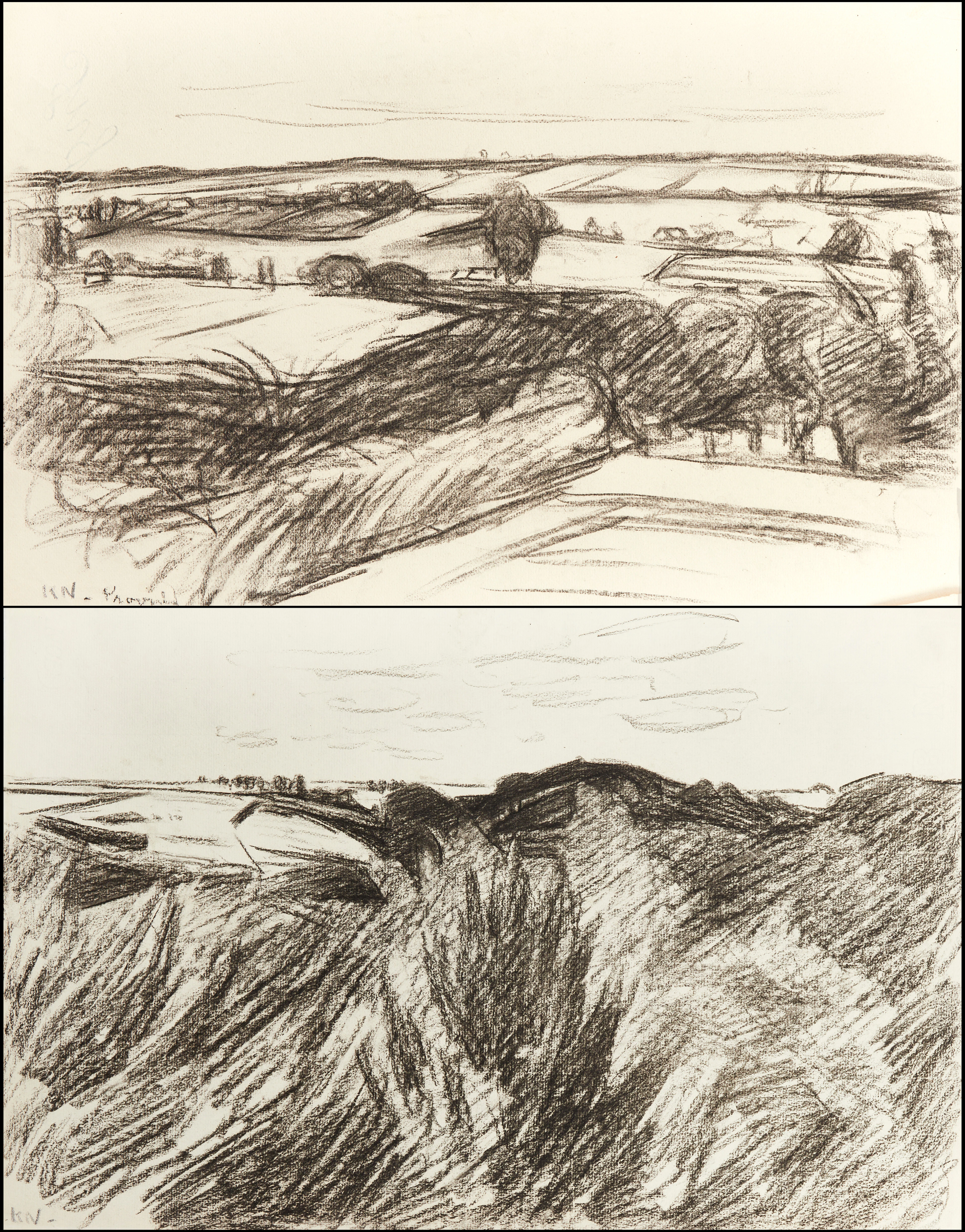 KARL NORDSTRÖM (Tjörn 1855-1923 Drottningholm). Två vidsträckta landskap
