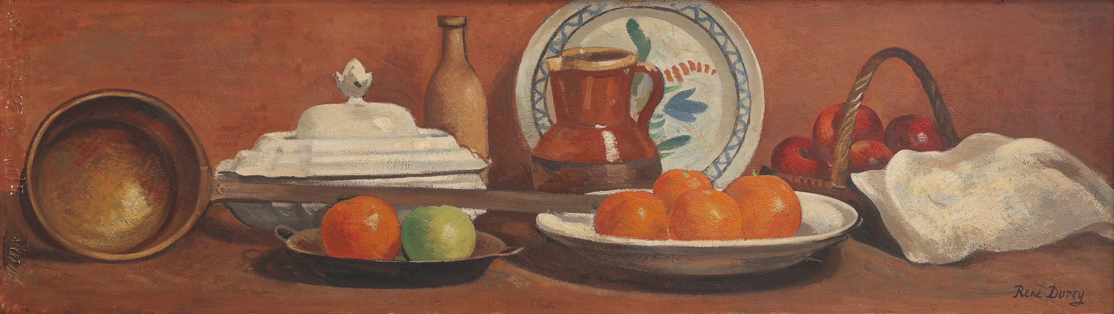 RENE DUREY (1890-1995). OLJA PÅ DUK, STILLEBEN, SIGNERAD.