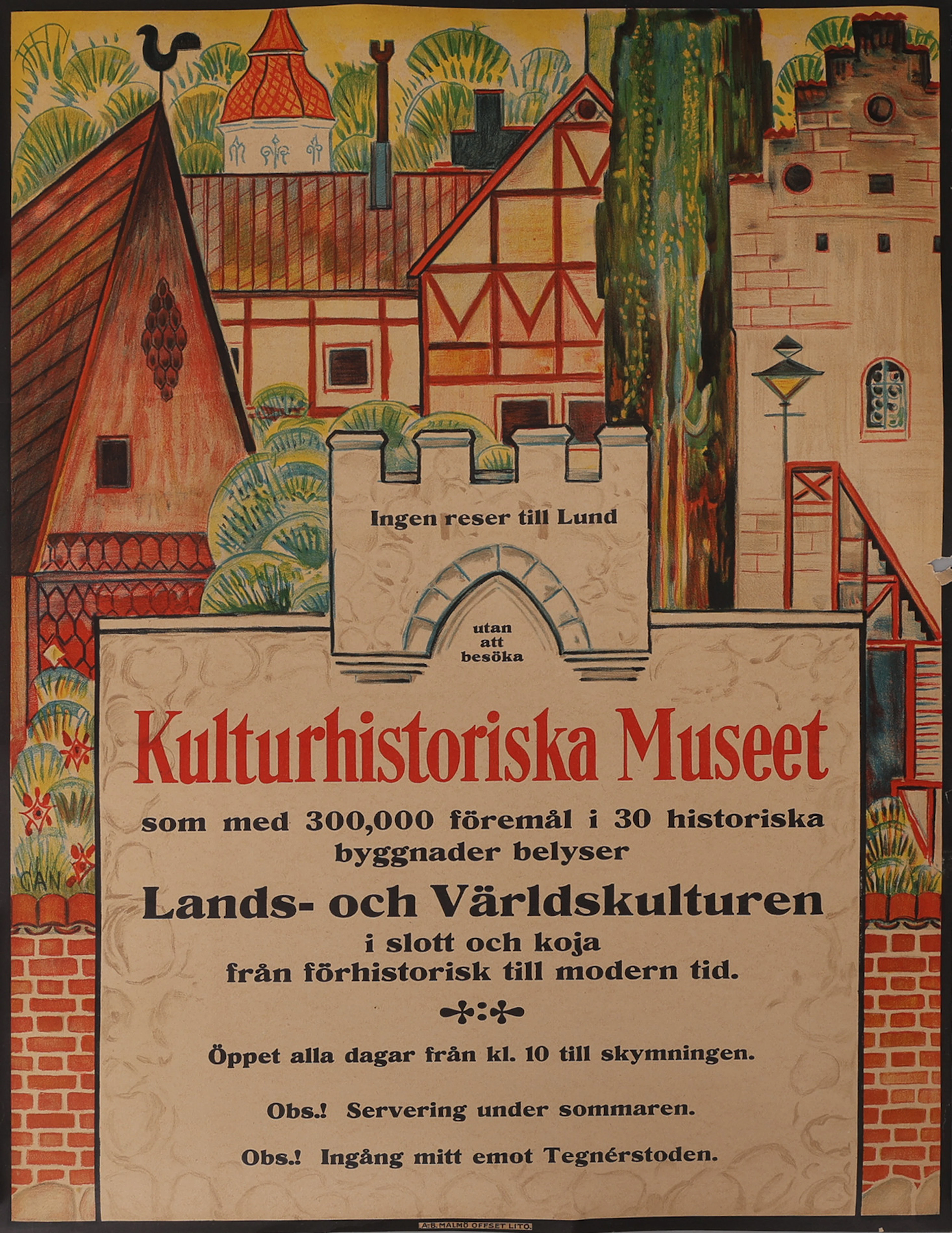 GÖSTA ADRIAN-NILSSON. AFFISCH, KULTURHISTORISKA MUSEET, AB MALMÖ OFFSET LITO.
