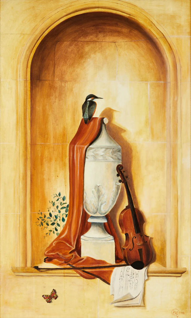 OIDENTIFIERAD KONSTNÄR. Tromp l'oeil med urna, monogramsignerad, daterad