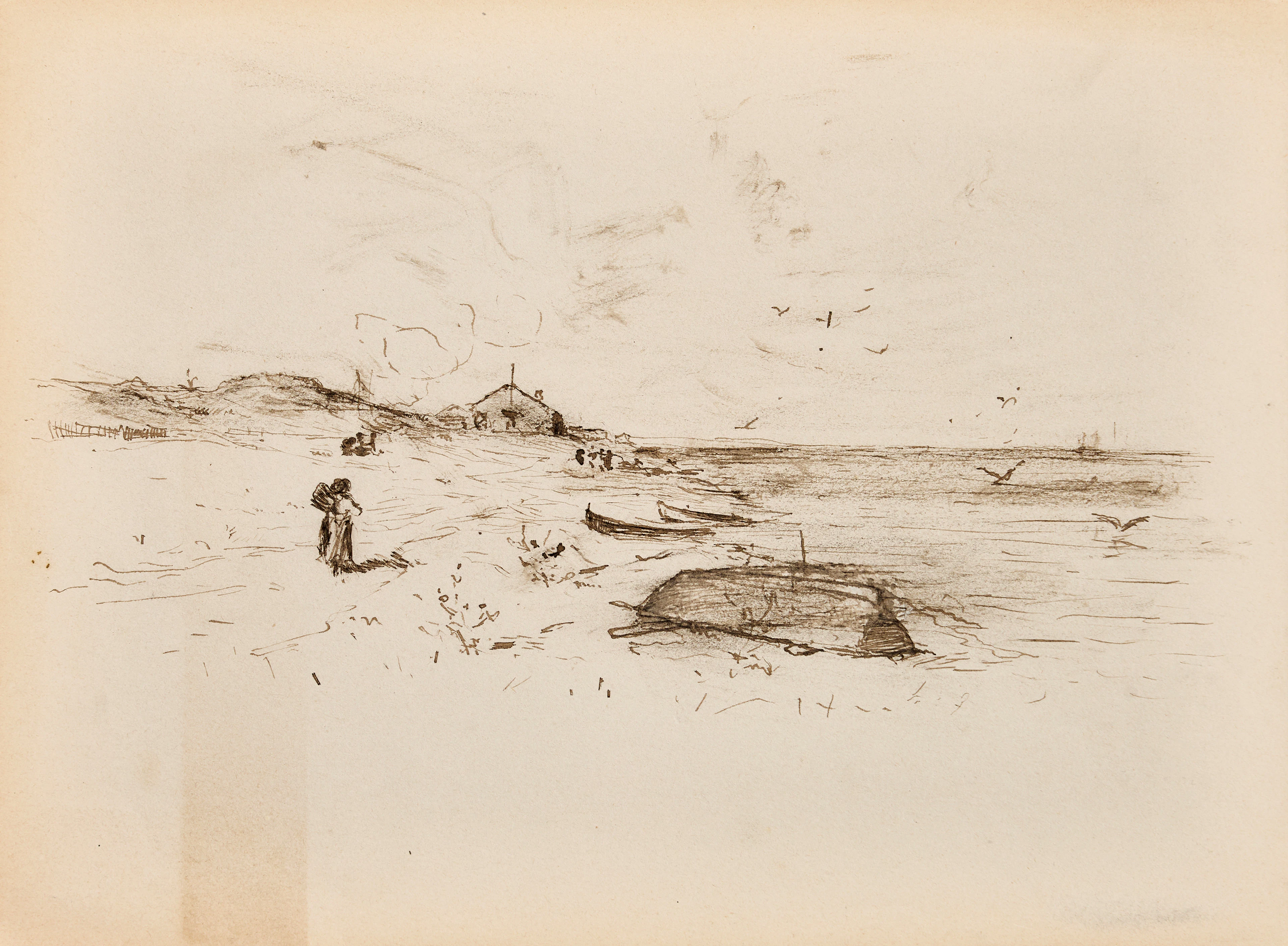 KARL NORDSTRÖM (Tjörn 1855-1923 Drottningholm). Kustlandskap med uppdragna