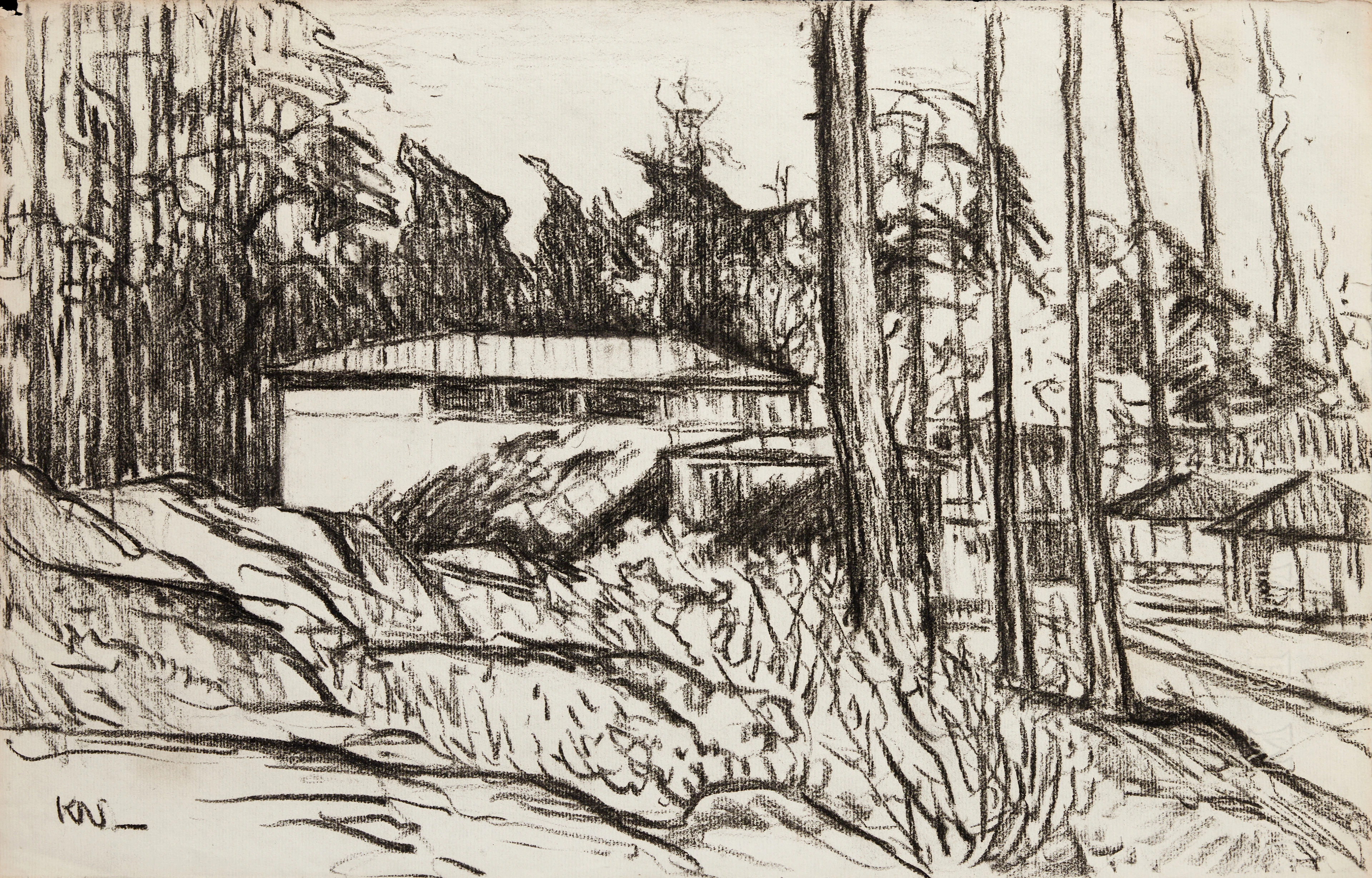 KARL NORDSTRÖM (Tjörn 1855-1923 Drottningholm). Landskap med tallar