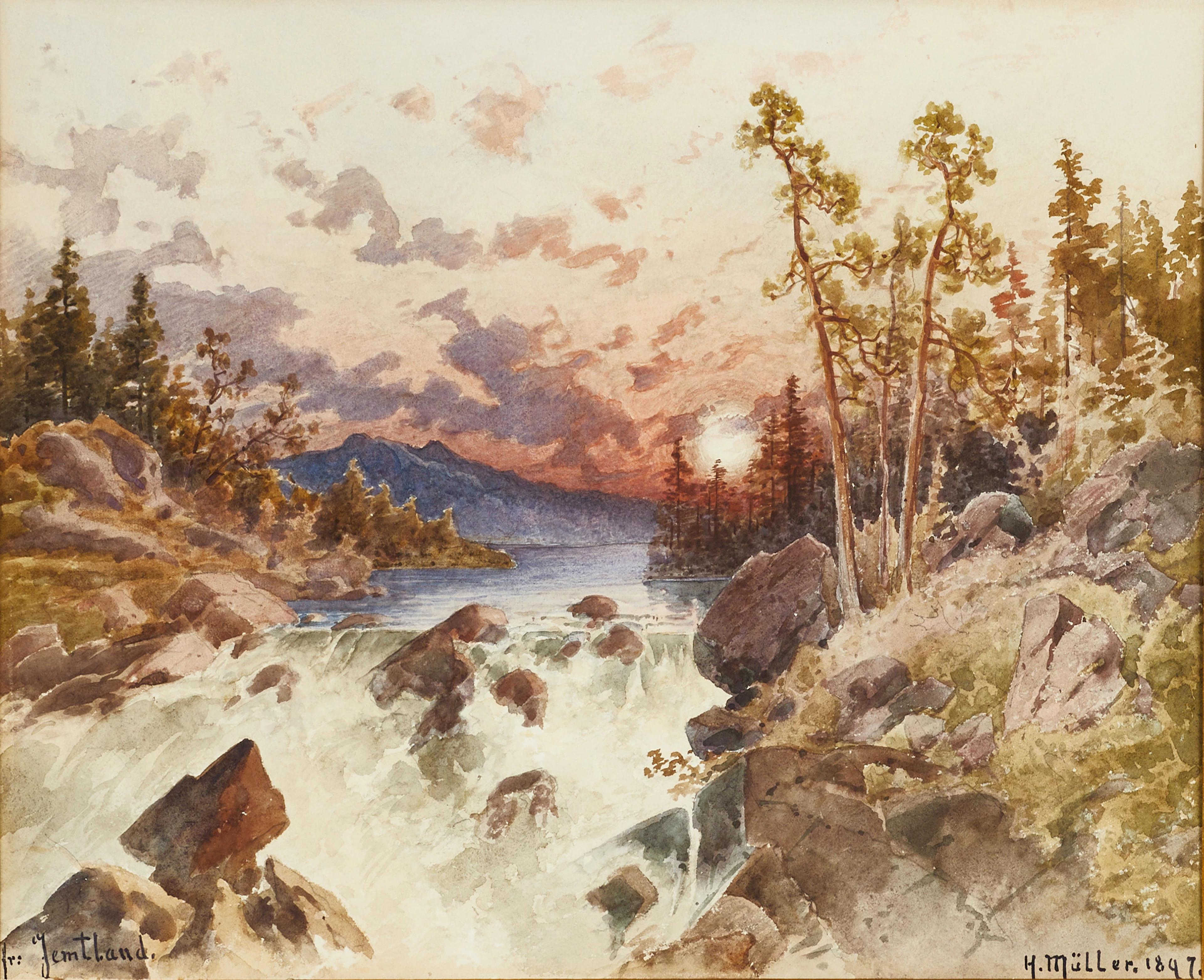 HERMAN MÜLLER (1840-1919), Landskapsmotiv från Jämtland, 1897, signerad