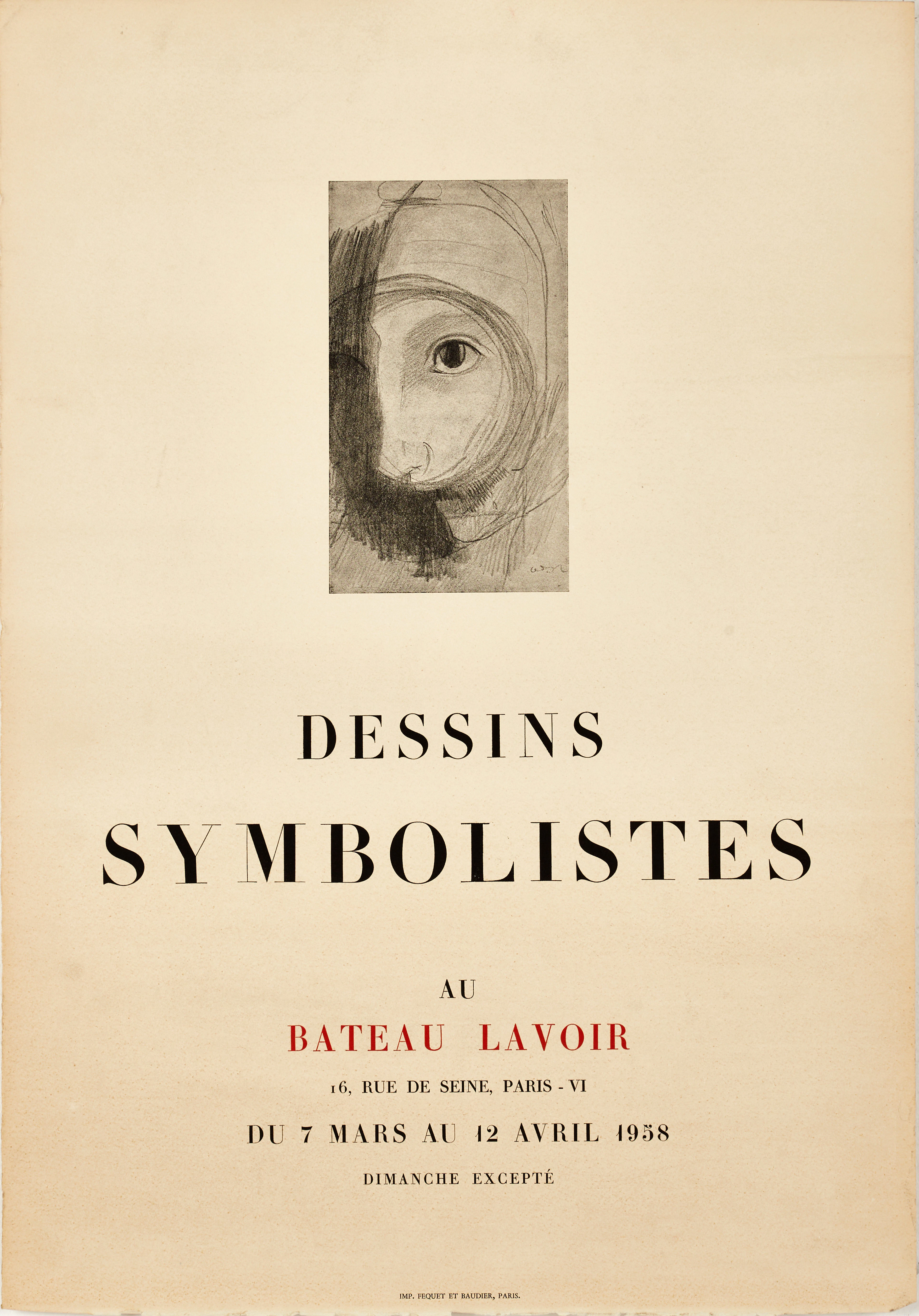 ANDRÉ BRETON (Frankrike, 1896-1966). Utställningsaffisch, "Dessins
