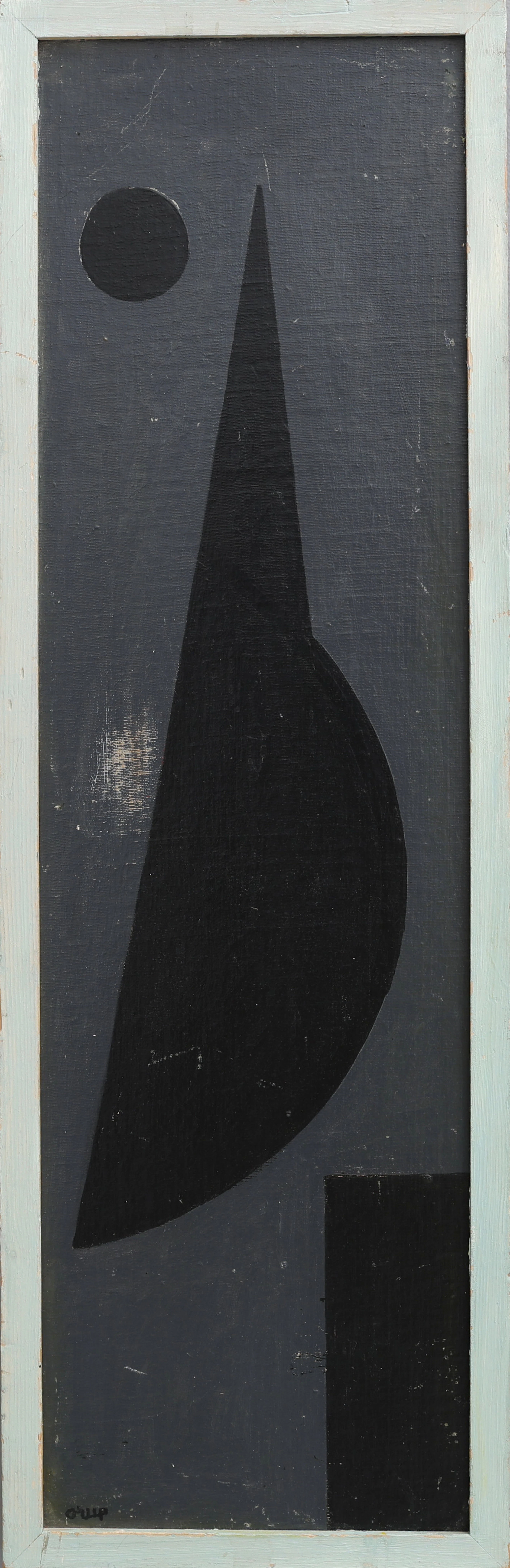 BENGT ORUP. "OXOPPO 1953" OLJA PÅ PANNÅ, SIGNERAD.
