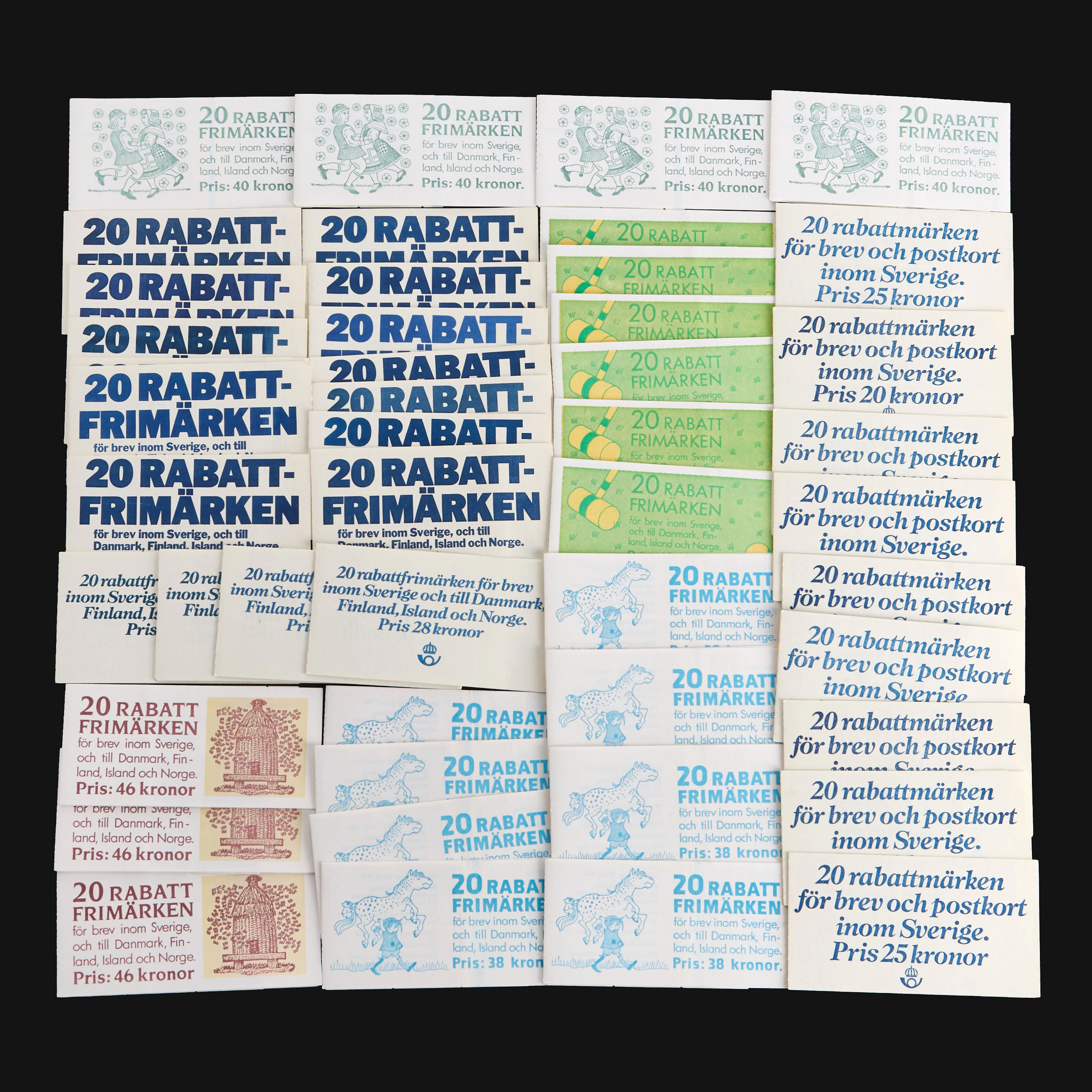 RABATTFRIMÄRKEN, 47 svenska häften, 1980-tal.