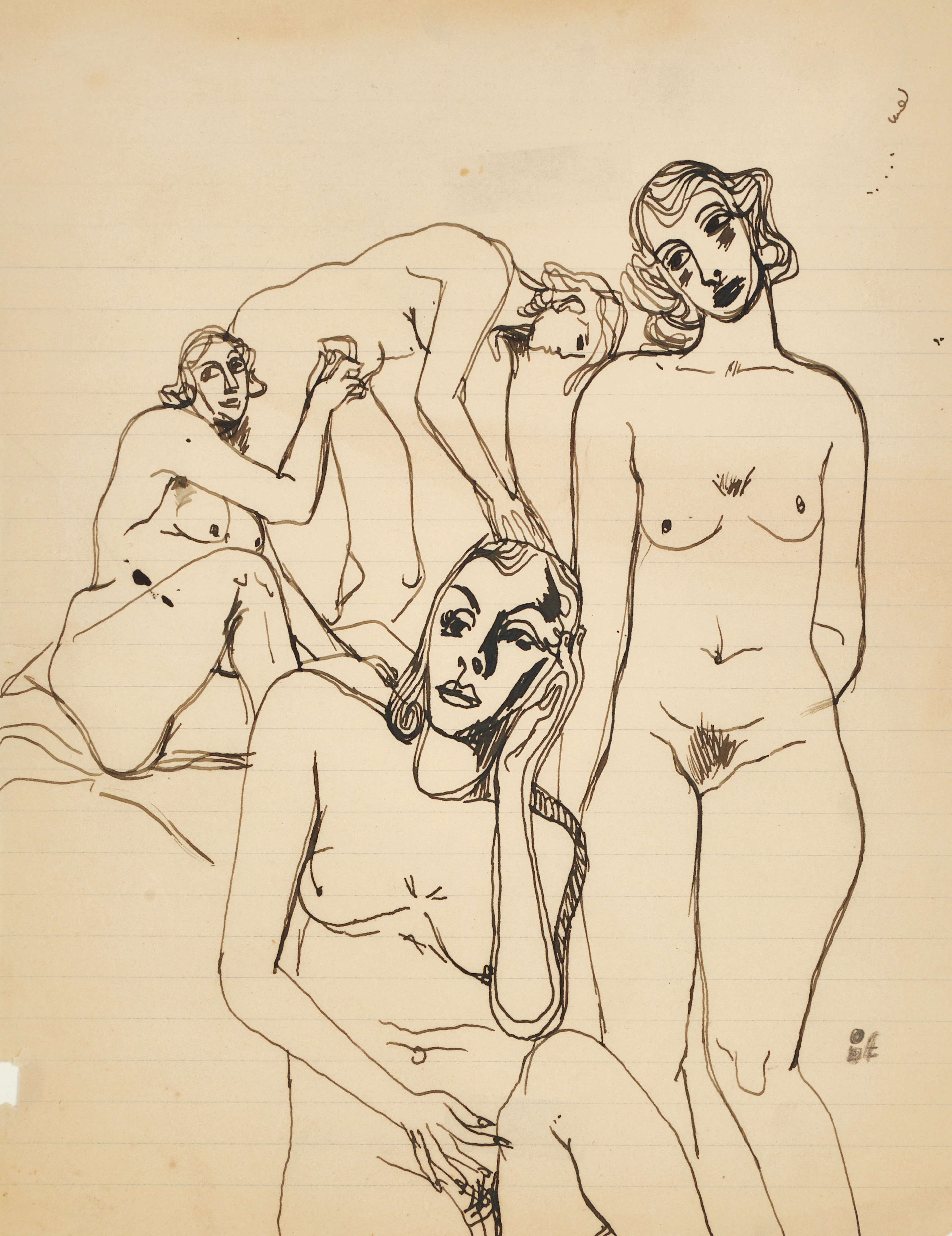 INGEGERD TORHAMN. (Sverige, 1898–1994). Modellstudier, monogramsignerad