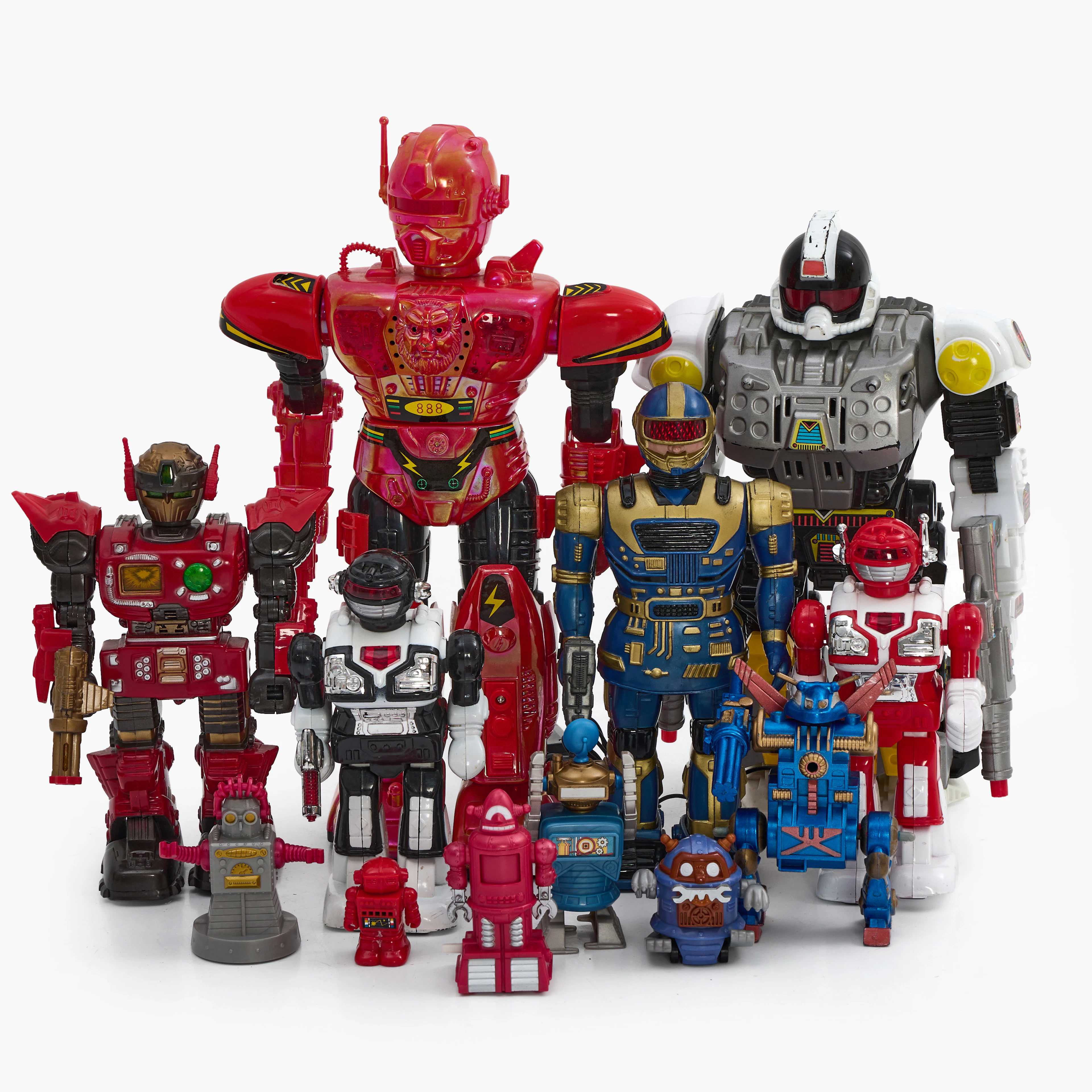 ROBOTAR, 12 st, leksaker, 1980/90-tal, delvis batteridrivna.