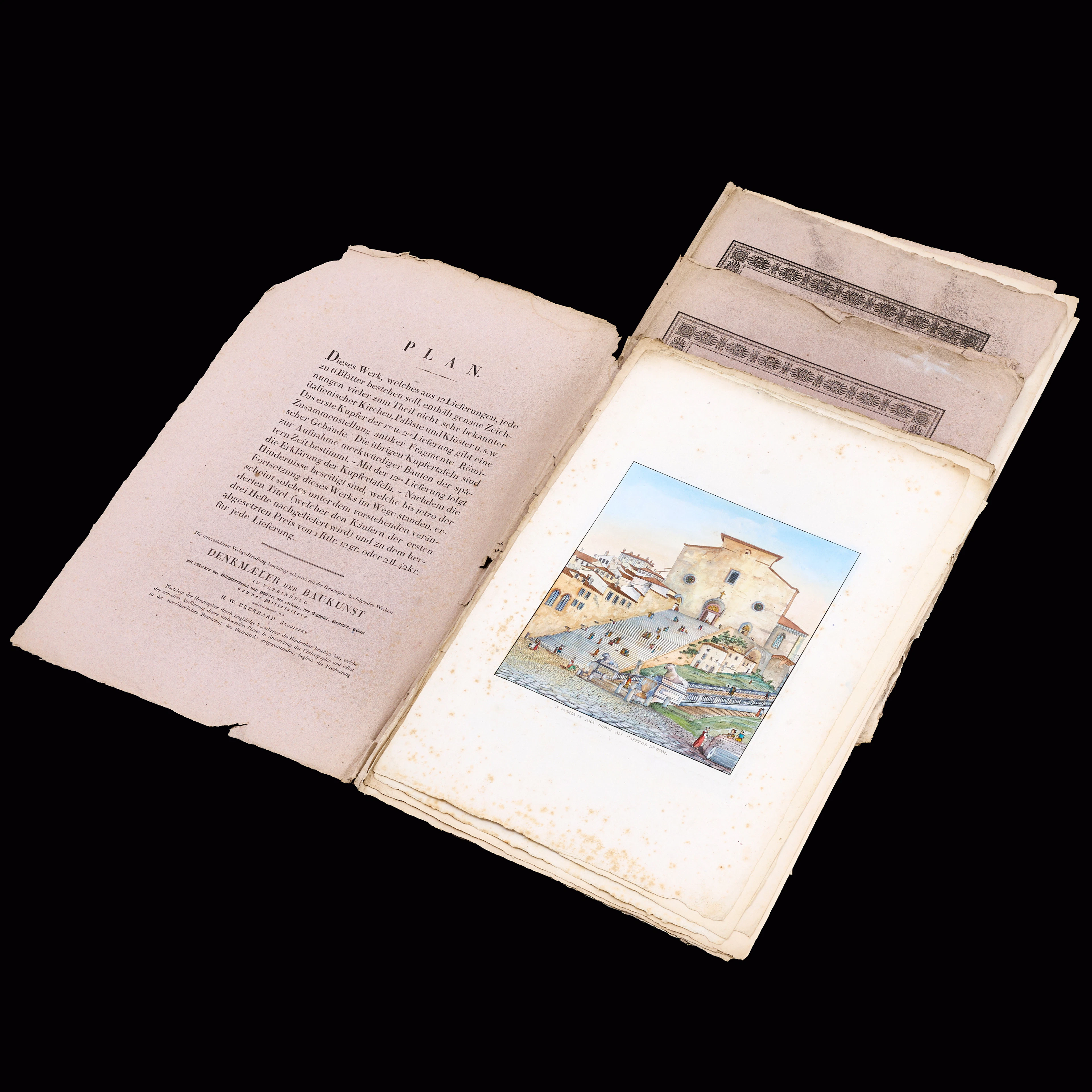 JULIUS EUGEN RUHL (1796-1871), 24 gravyrer ur "Denkmaler der Baukunst