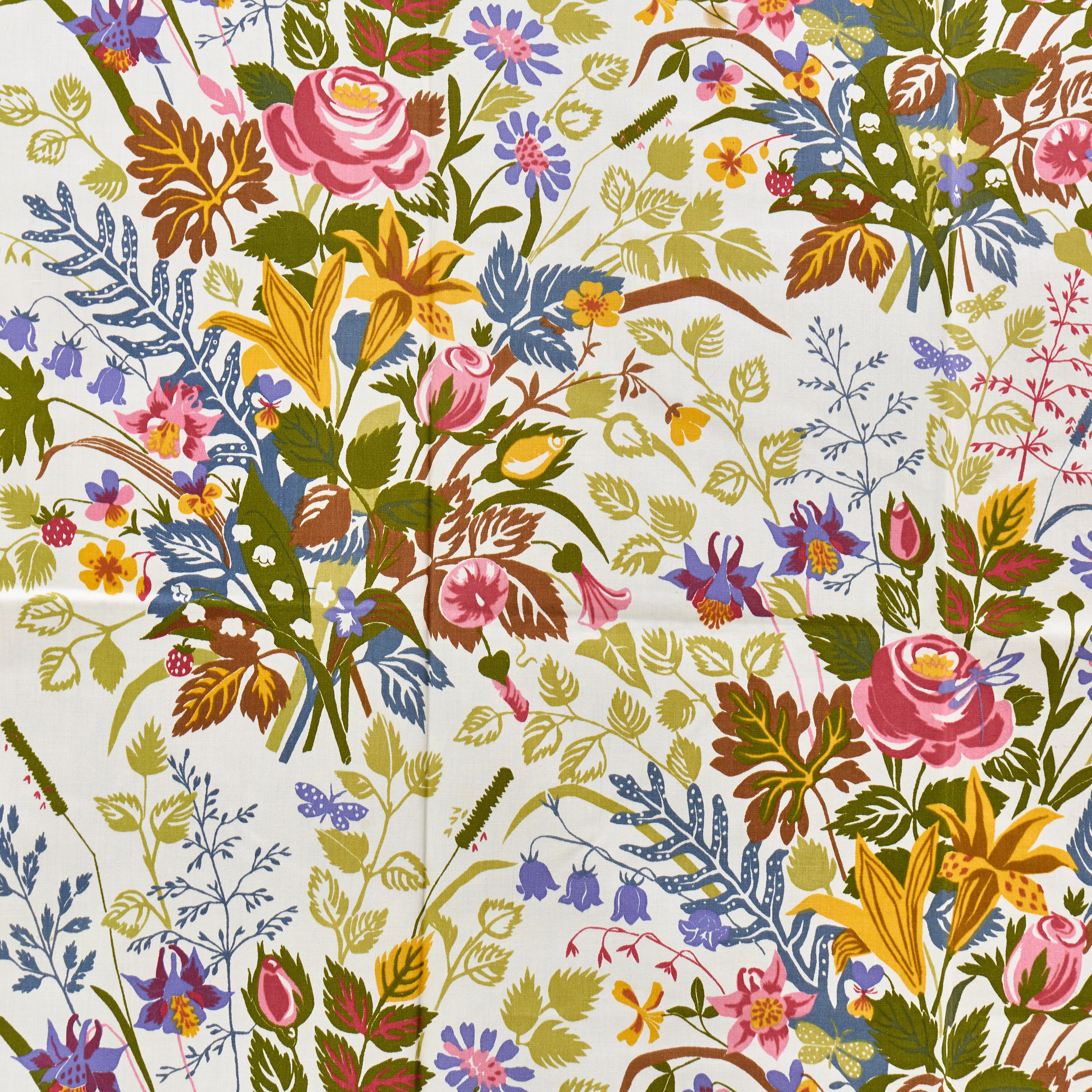 LISBET JOBS (SVERIGE, 1909–1961). Duk/textil, "Högsommar", Jobs Handtryck