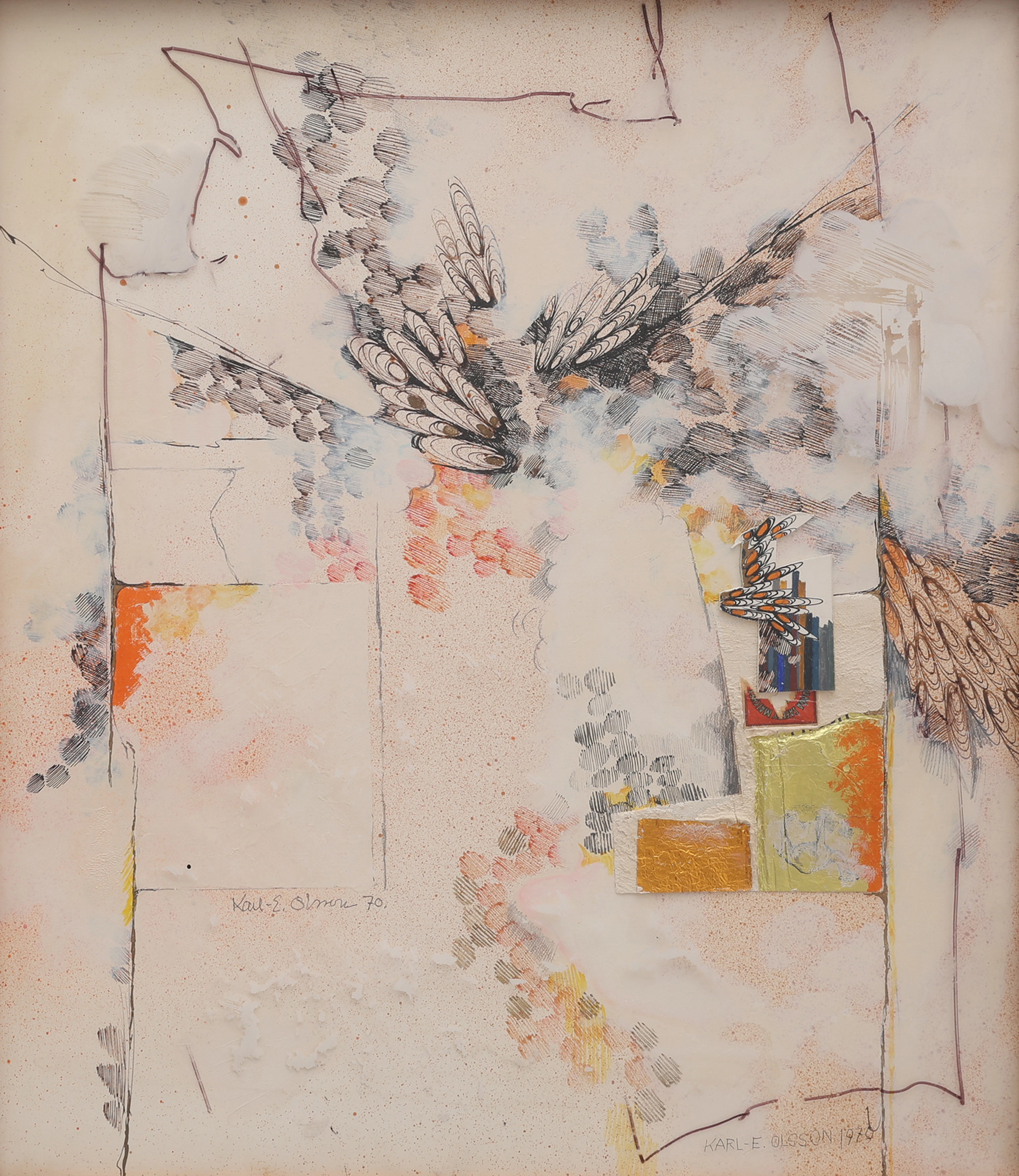 KARL-ERIK OLSSON "SNOGERÖD" 1927-1995. BLANDTEKNIK OCH COLLAGE PÅ