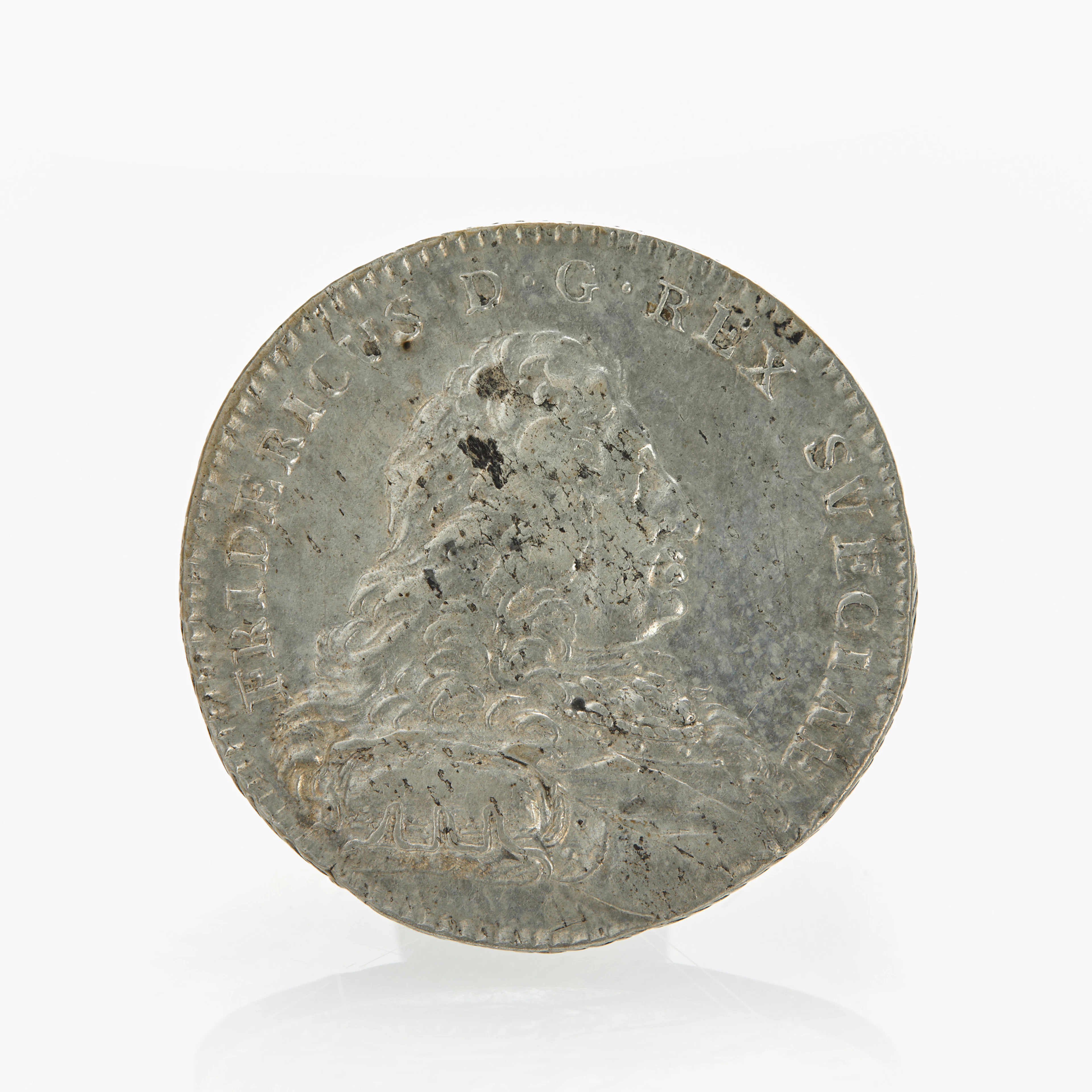 FREDRIK I (1720-1751), Kastmynt till konungens begravning 1751. 2 mark.