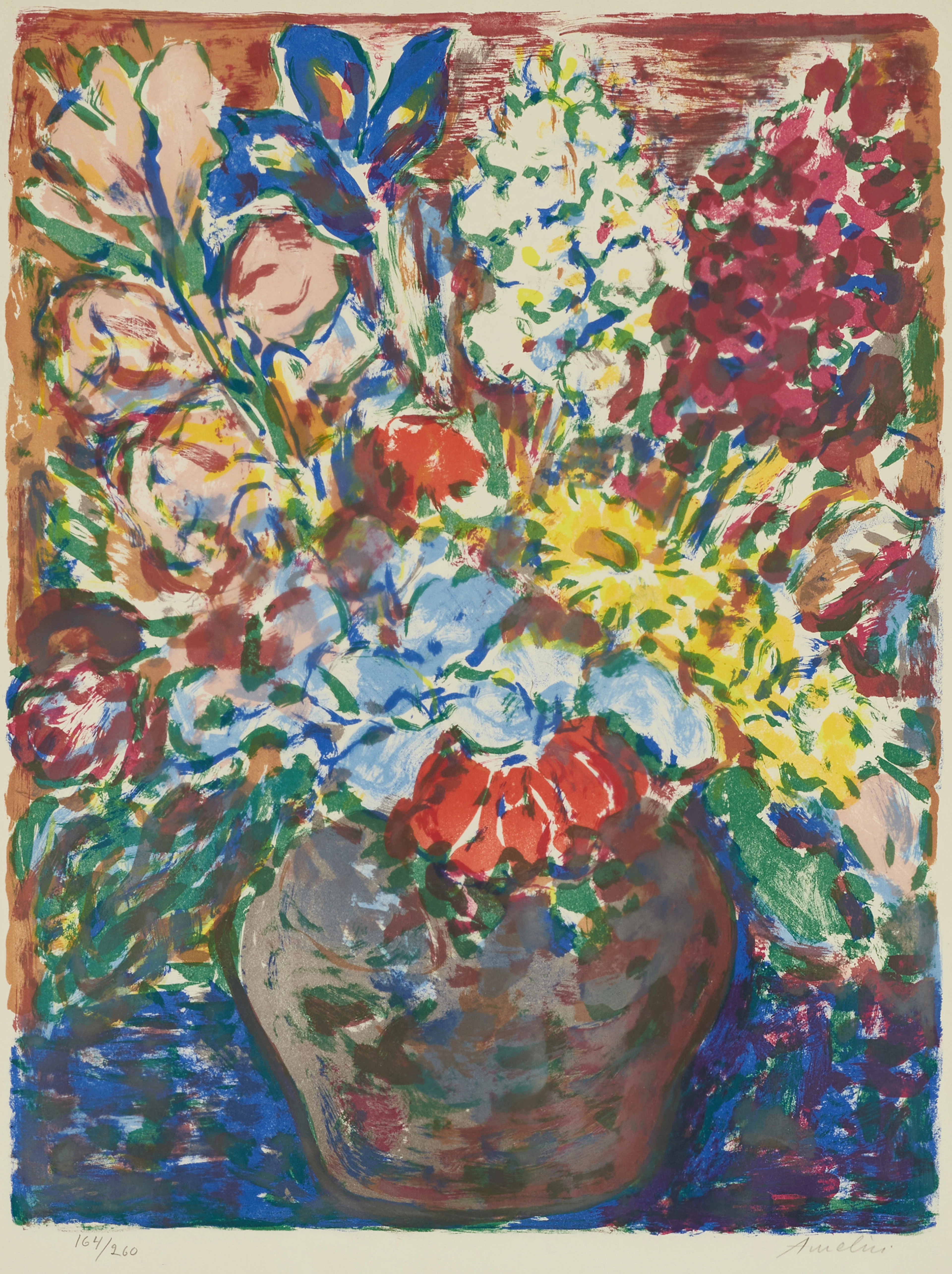 ALBIN AMELIN (1902–1975), Blomsterstilleben, signerad och numrerad