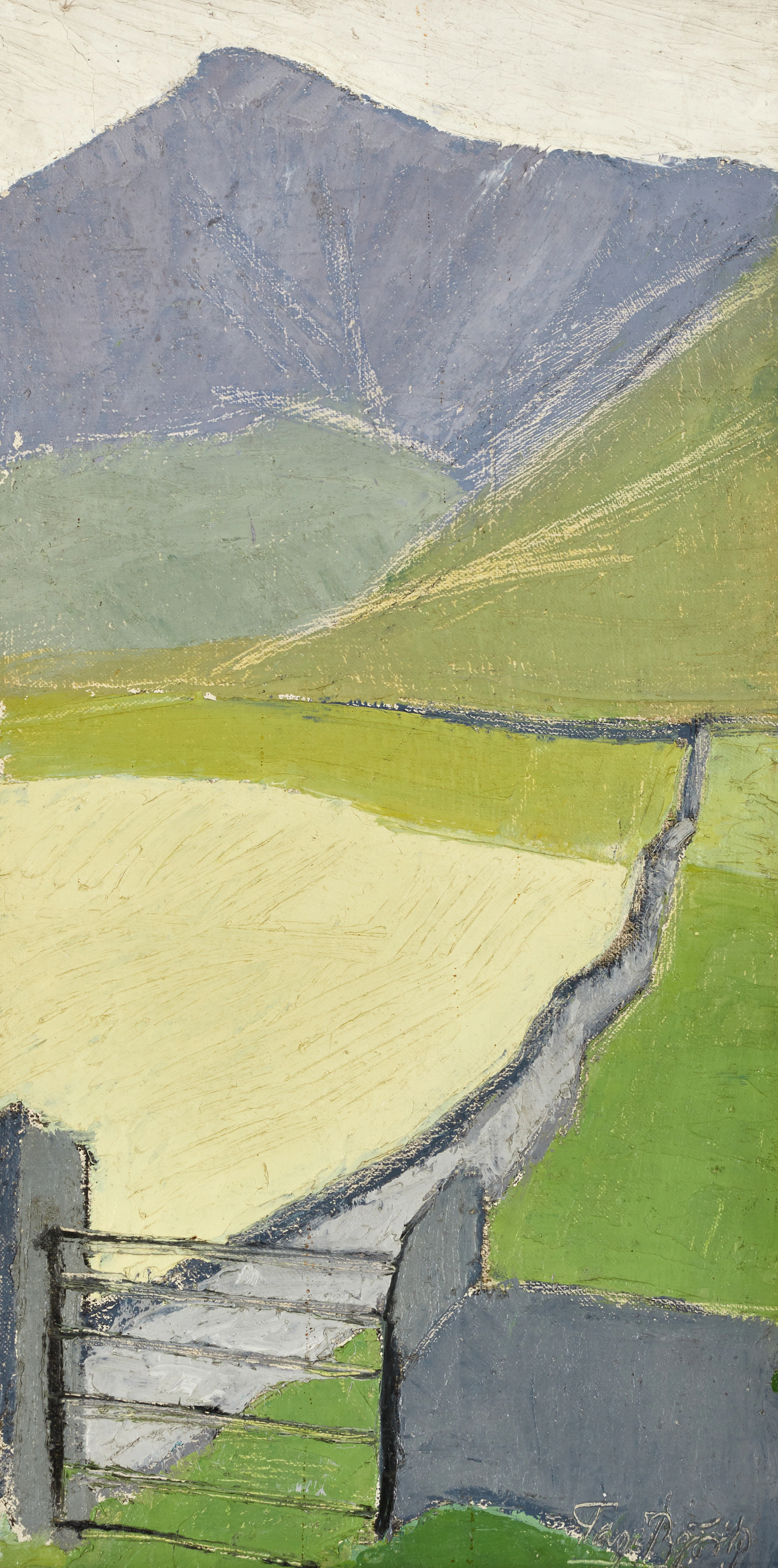 TAGE BJÖRK (Född 1909). "Stengårds gårdar" Scottland, signerad, olja på pannå.