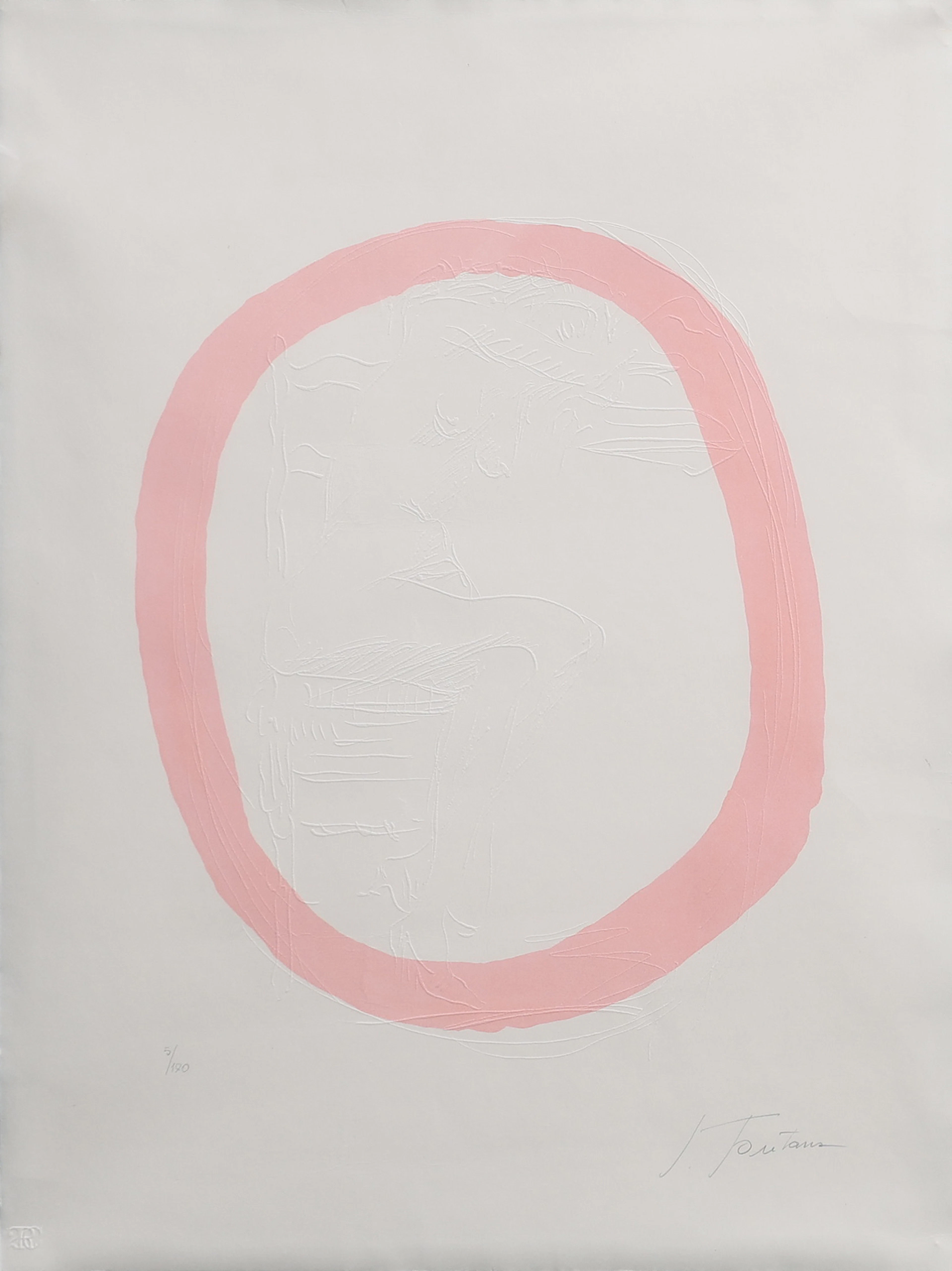 LUCIO FONTANA. AQUATINT, ETSNING OCH EMBOSSAGE, "NUDO ROSA", SIGNERAD