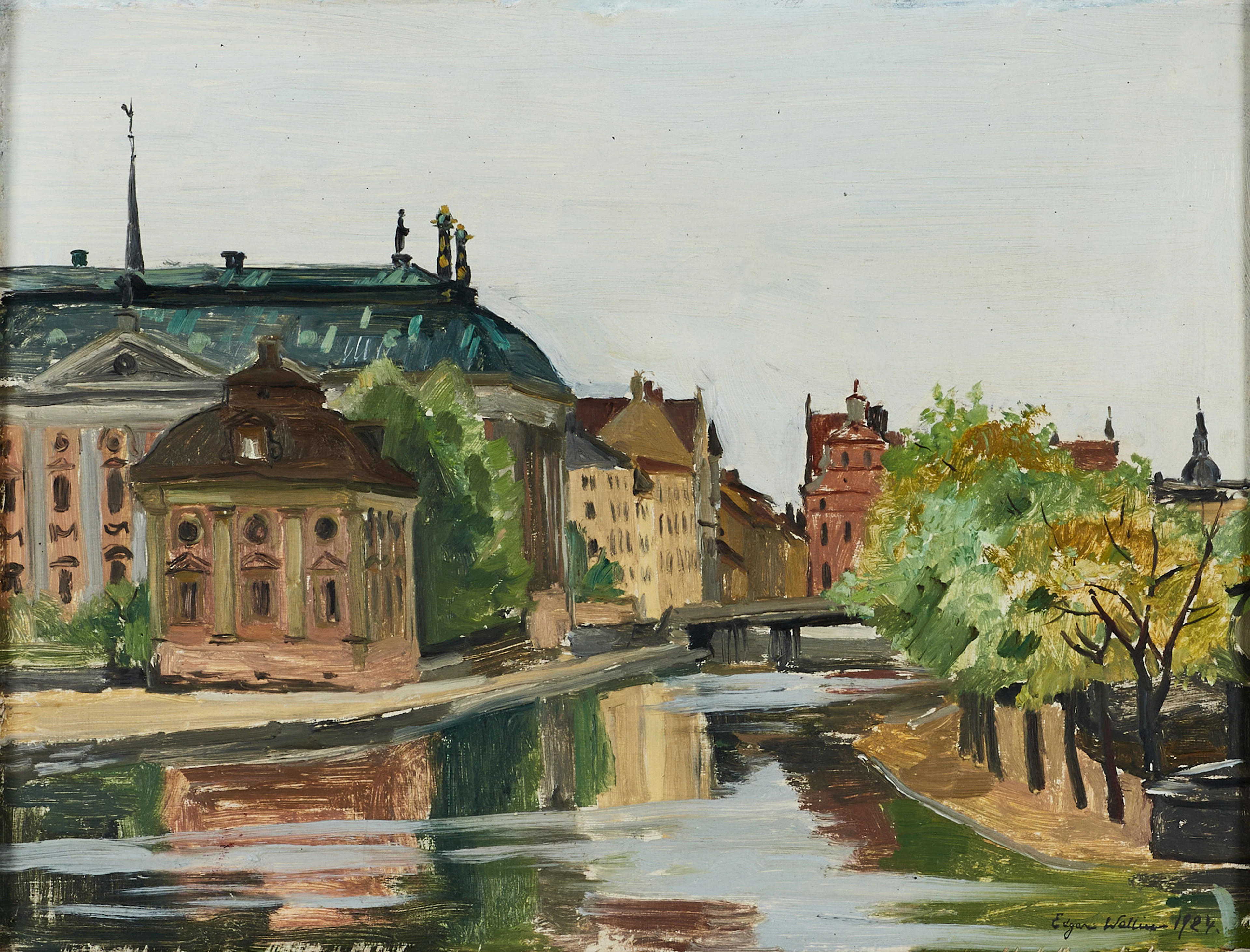 EDGAR WALLIN (Stockholm 1892-1963 Stockholm), Vy mot Riddarhuset och