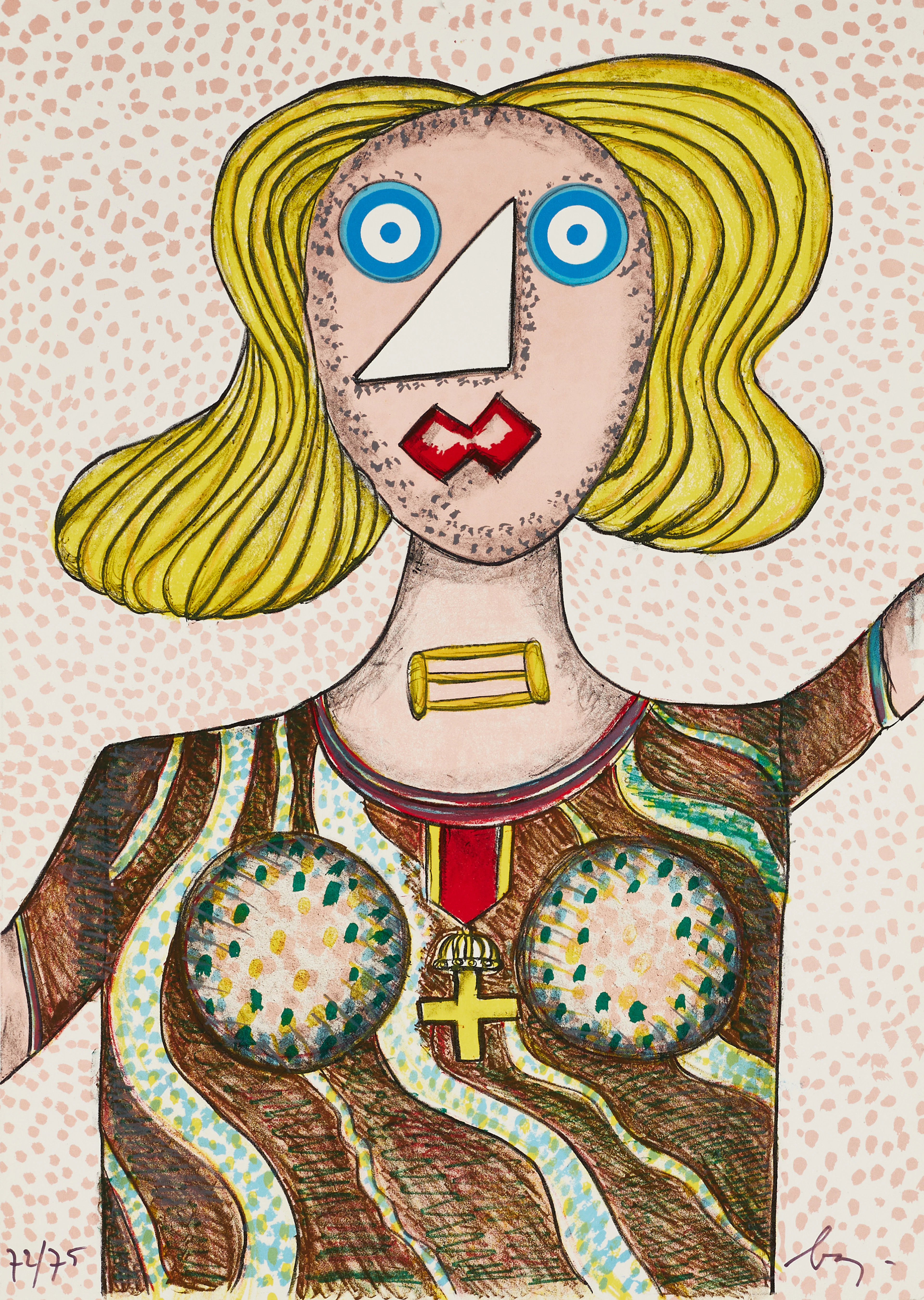 ENRICO BAJ (ITALIEN, 1924-2003). Swedish Lady, signerad och numrerad