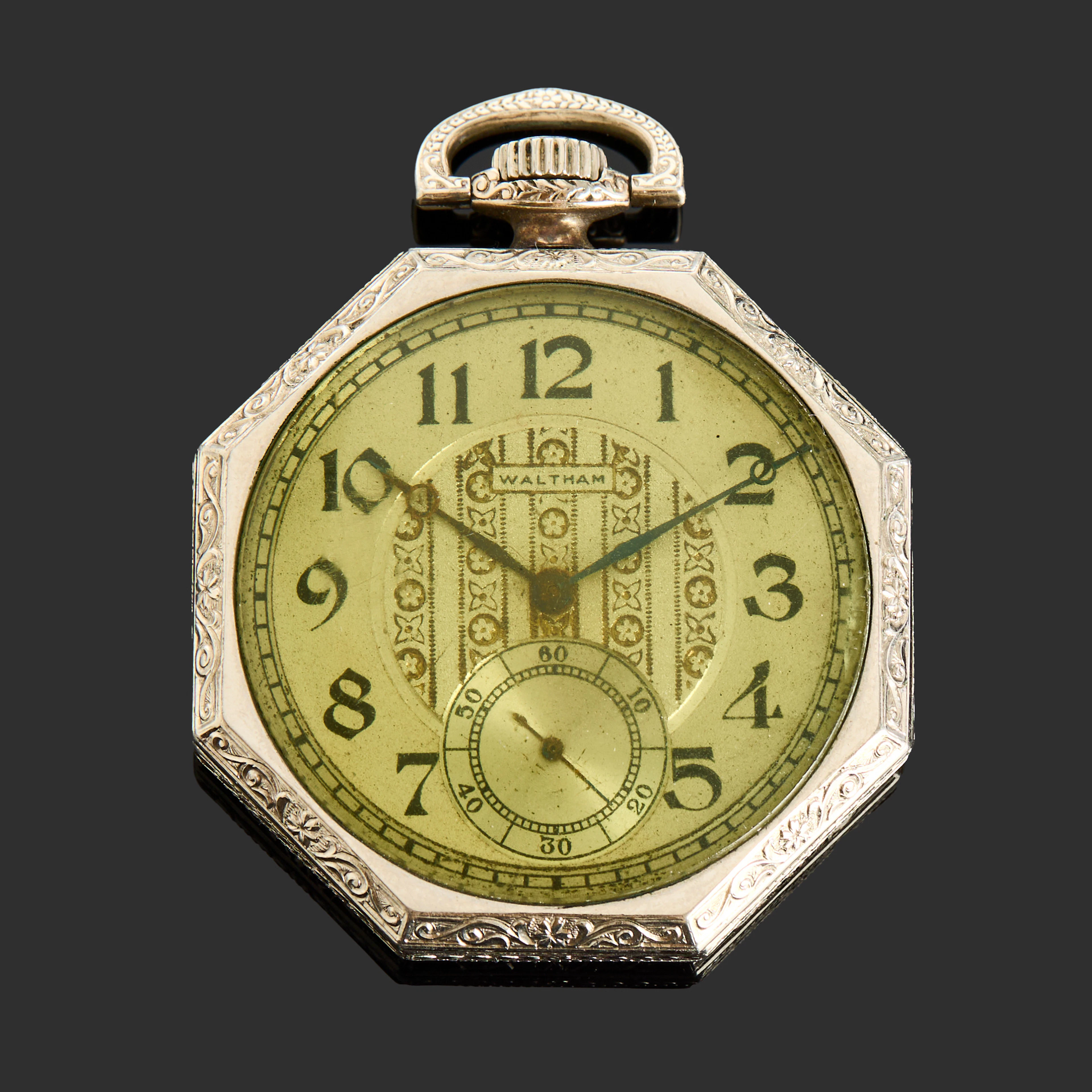 FICKUR, American Waltham Watch Co. USA, 1920-tal, Art Deco, boett i vitmetall.