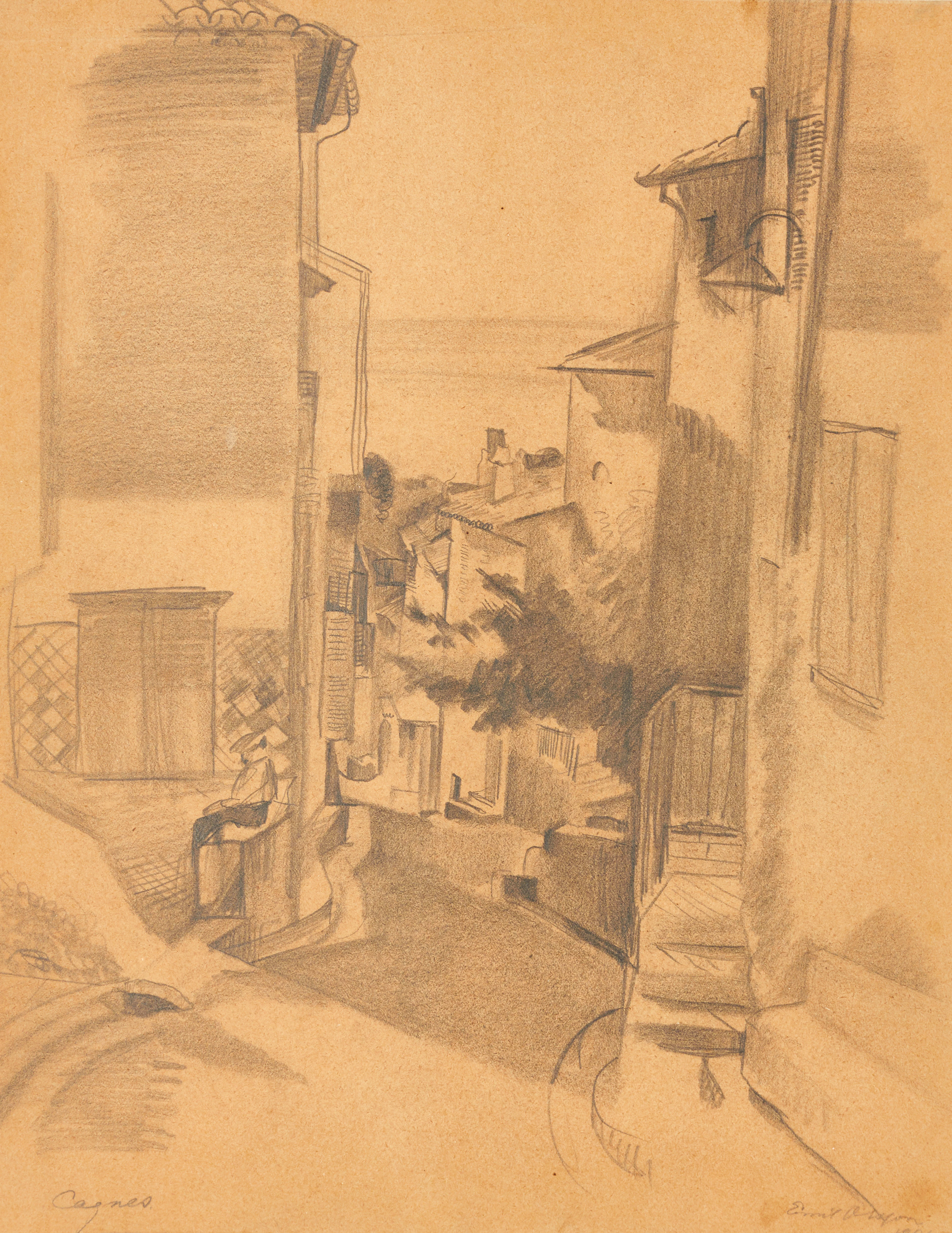 EMIL OLSSON (1890-1964). 2 tavlor, "Cagnes", signerade och daterade