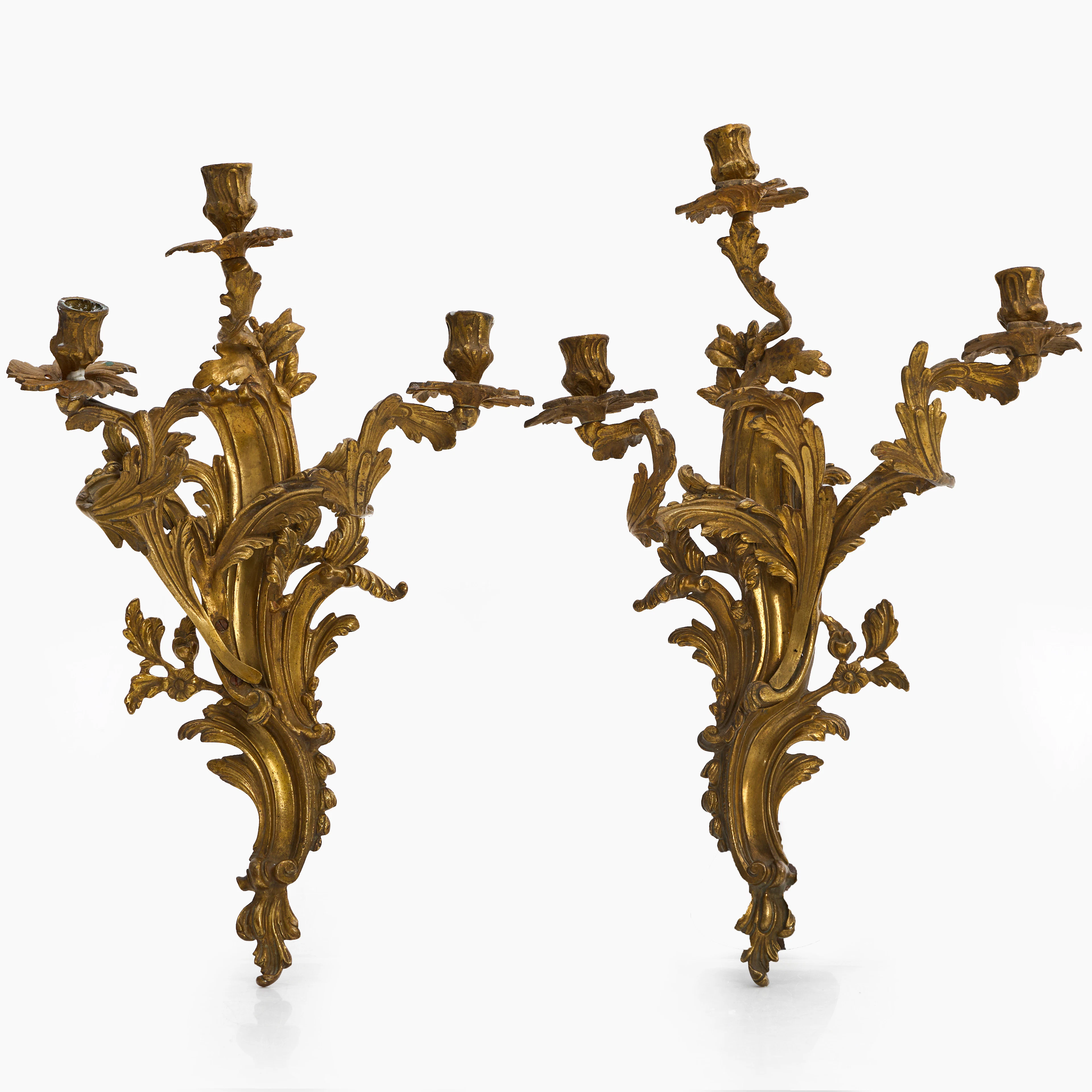 APPLIQUER, ett par. Louis XV-stil, brons, 1800-tal, Frankrike.