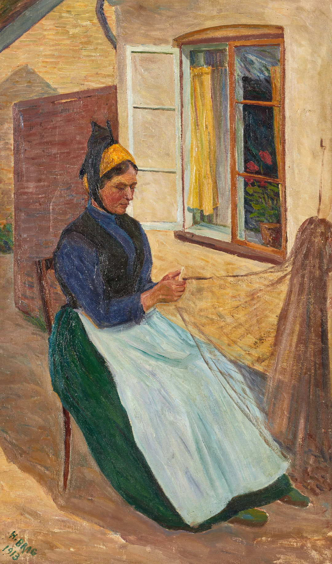 HILDA BRAG (Sverige, Ölme 1869-1957 Stockholm). Knypplande kvinna