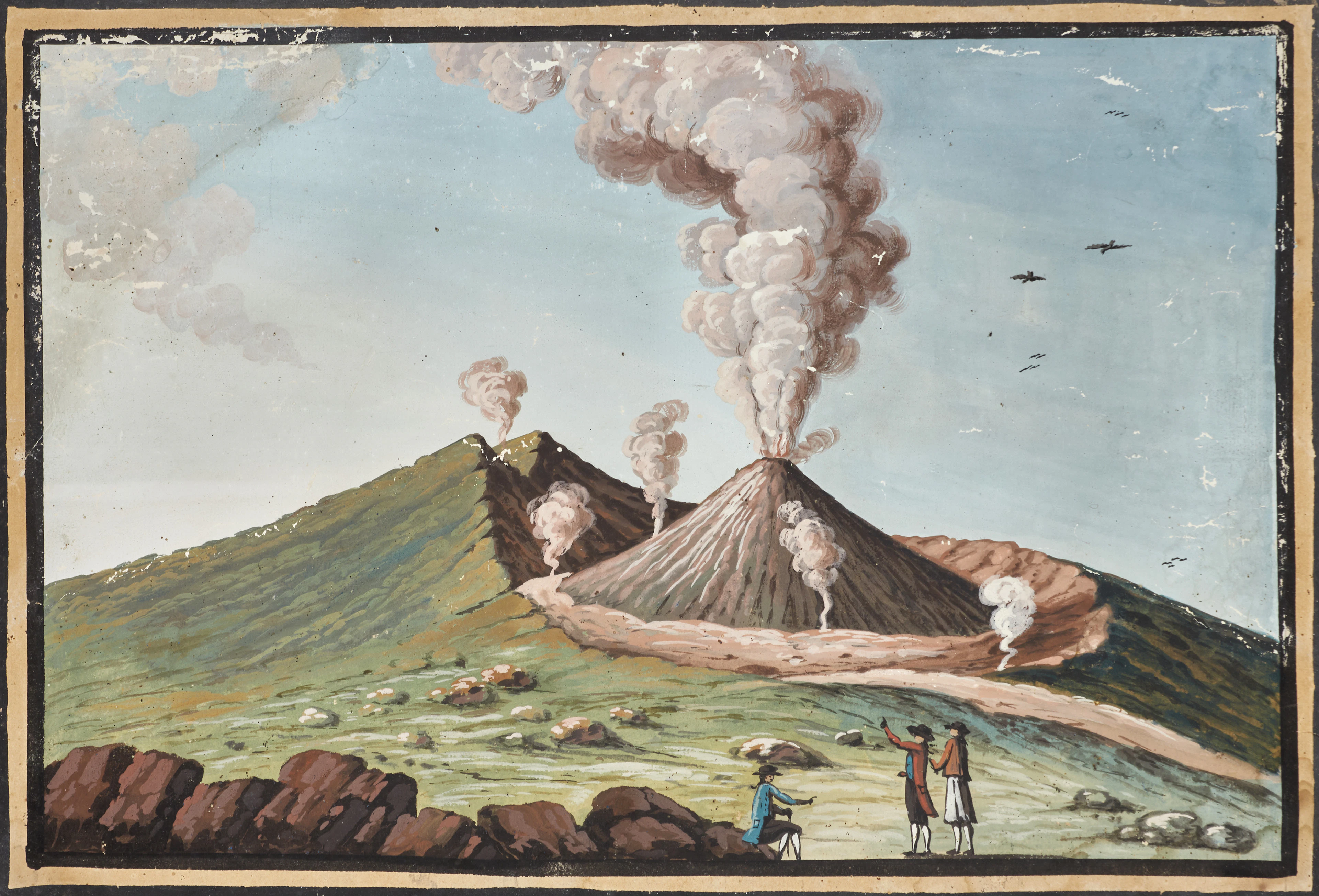 OKÄNDA KONSTNÄRER, ITALIEN, 1800-tal samt 1906. Två gouacher, "Vesuvio".