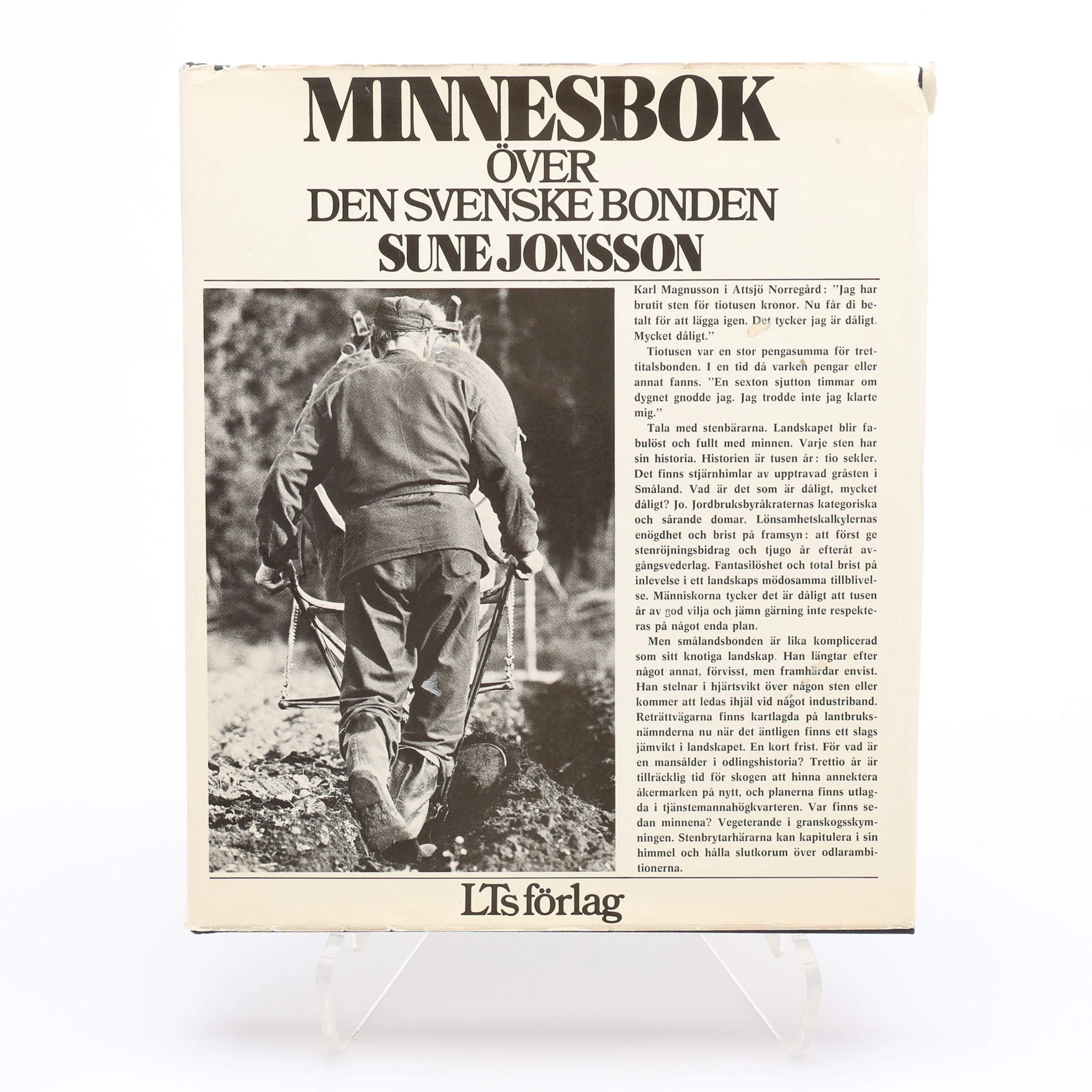 SUNE JONSSONS "MINNESBOK ÖVER DEN SVENSKE BONDEN", 1971.