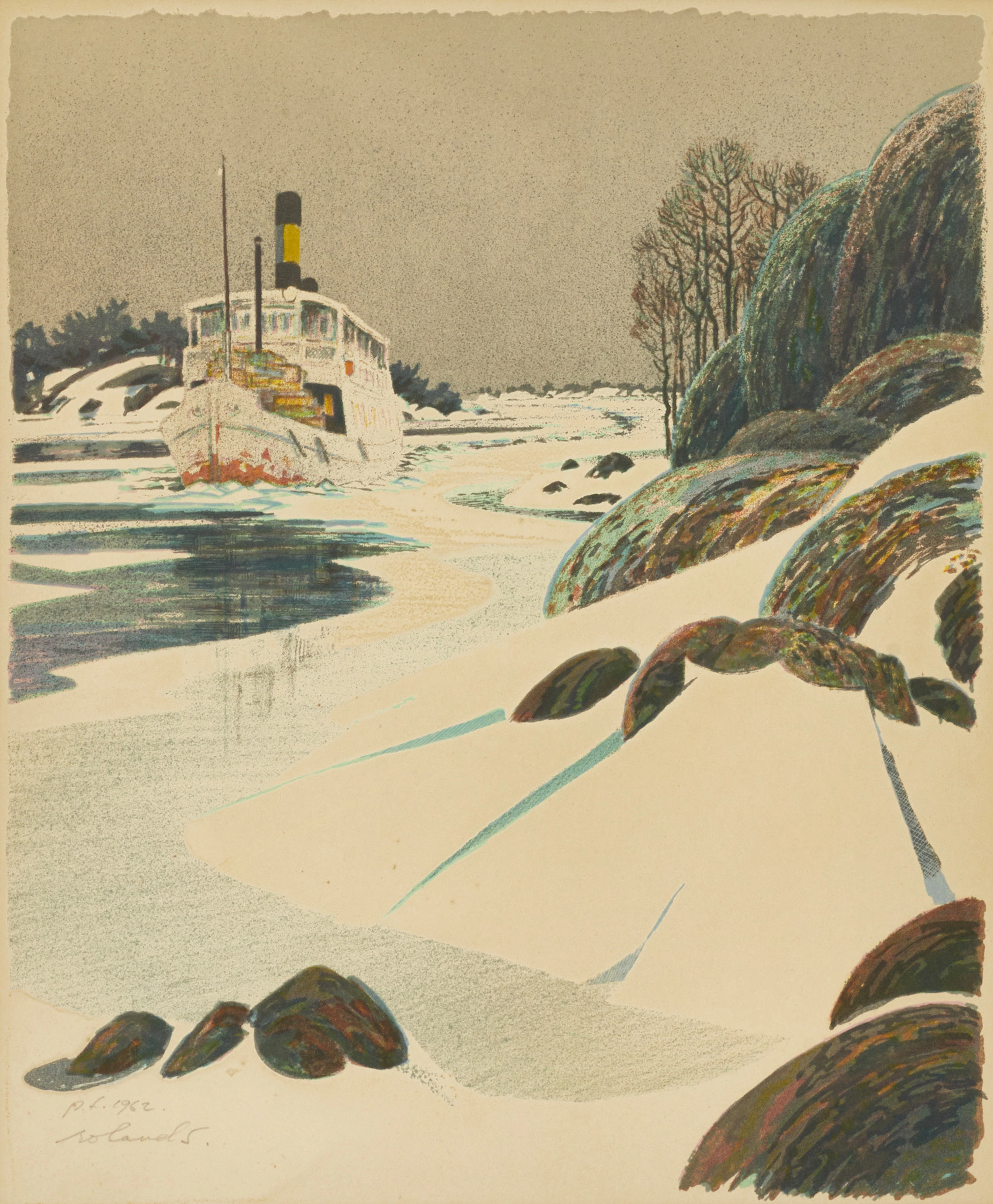 ROLAND SVENSSON (1910-2003). "Menföresbåten", signerad och daterad