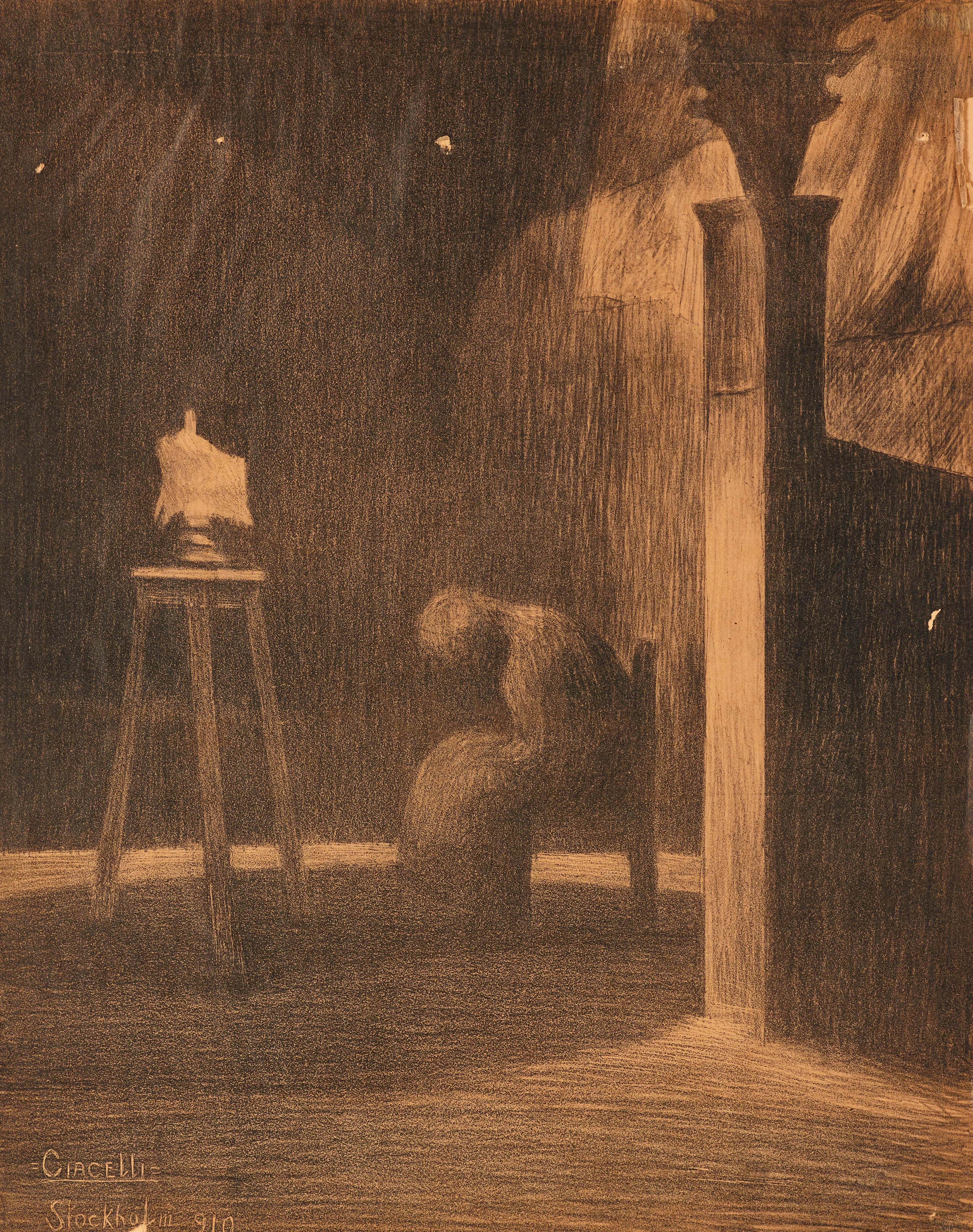 ARTURO CIACELLI (Italien, 1883-1966). Ensamhet, signerad och daterad