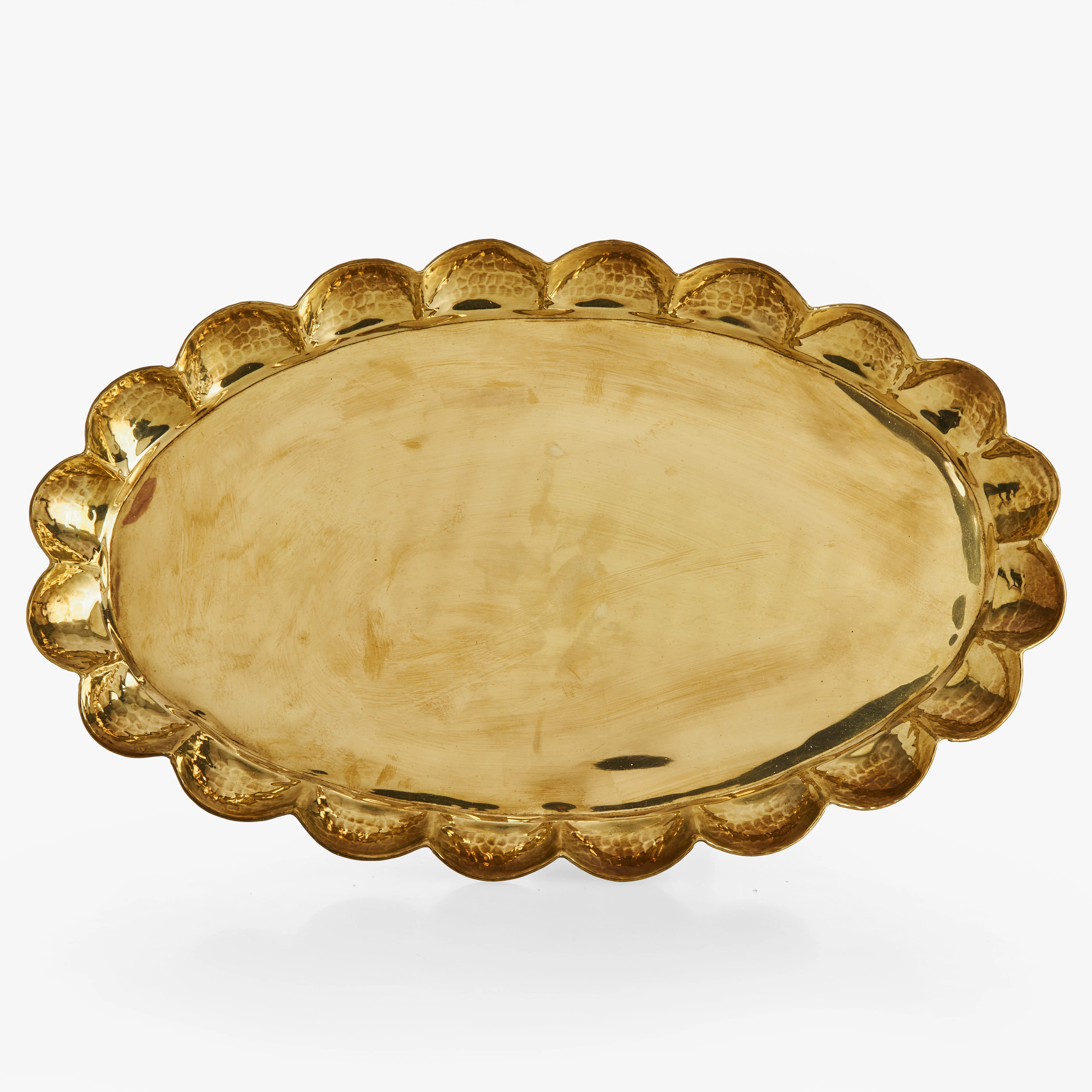 ARVID JOHANSSON. Bricka, Arvika Konstsmide, oval, handdriven mässing
