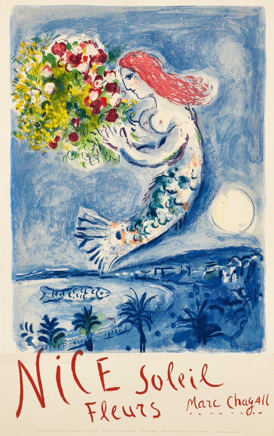 MARC CHAGALL. EFTER. "La Baie des Anges" (Nice Soleil Fleures), färglitografisk