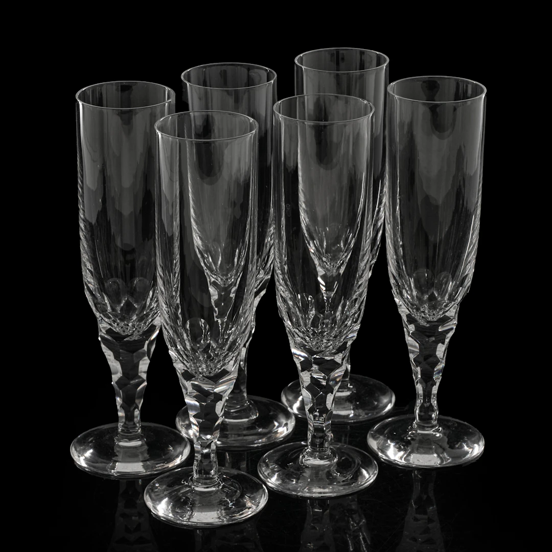 INGEBORG LUNDIN. Champagneglas, 6 st, "Carina", Orrefors.