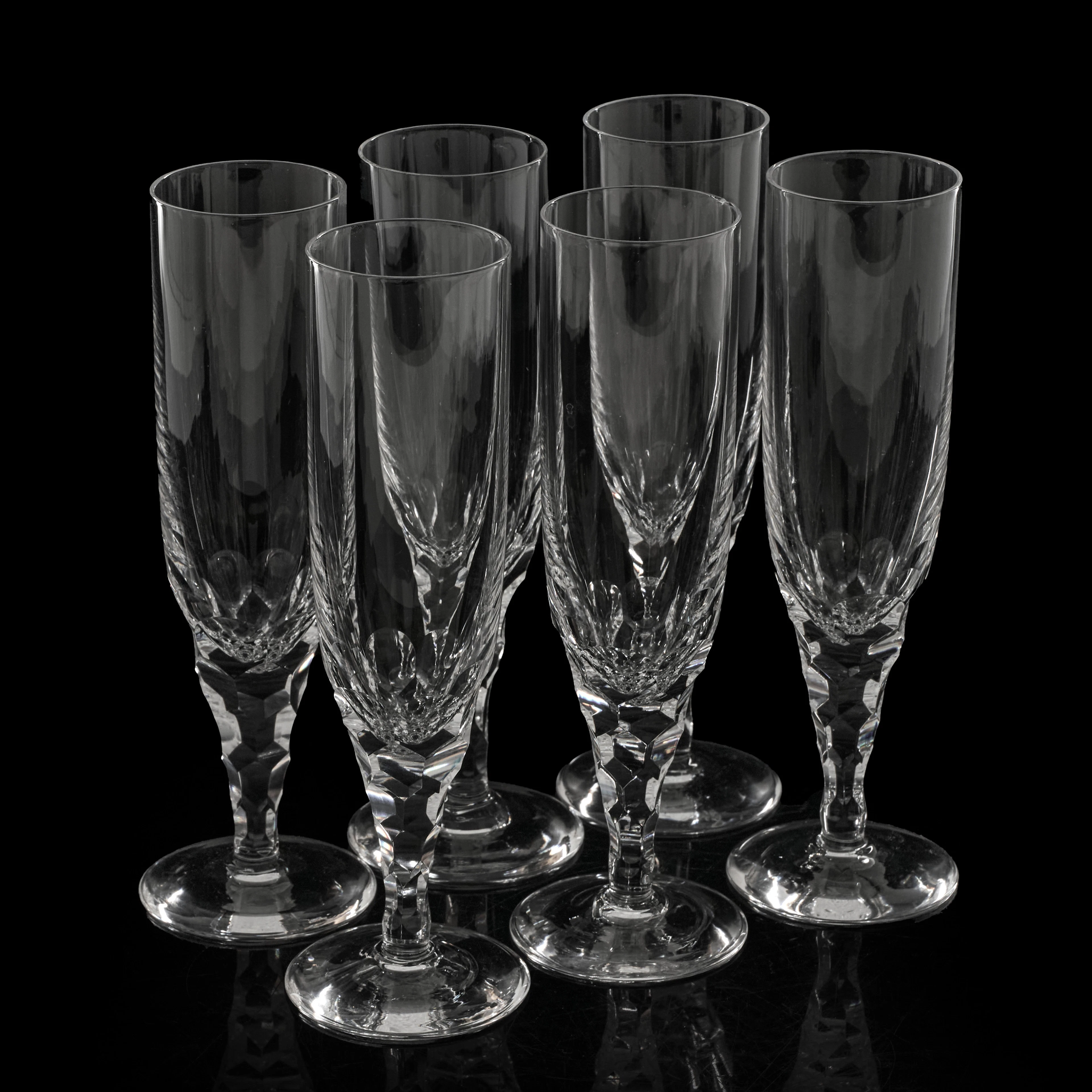 INGEBORG LUNDIN. Champagneglas, 6 st, "Carina", Orrefors.