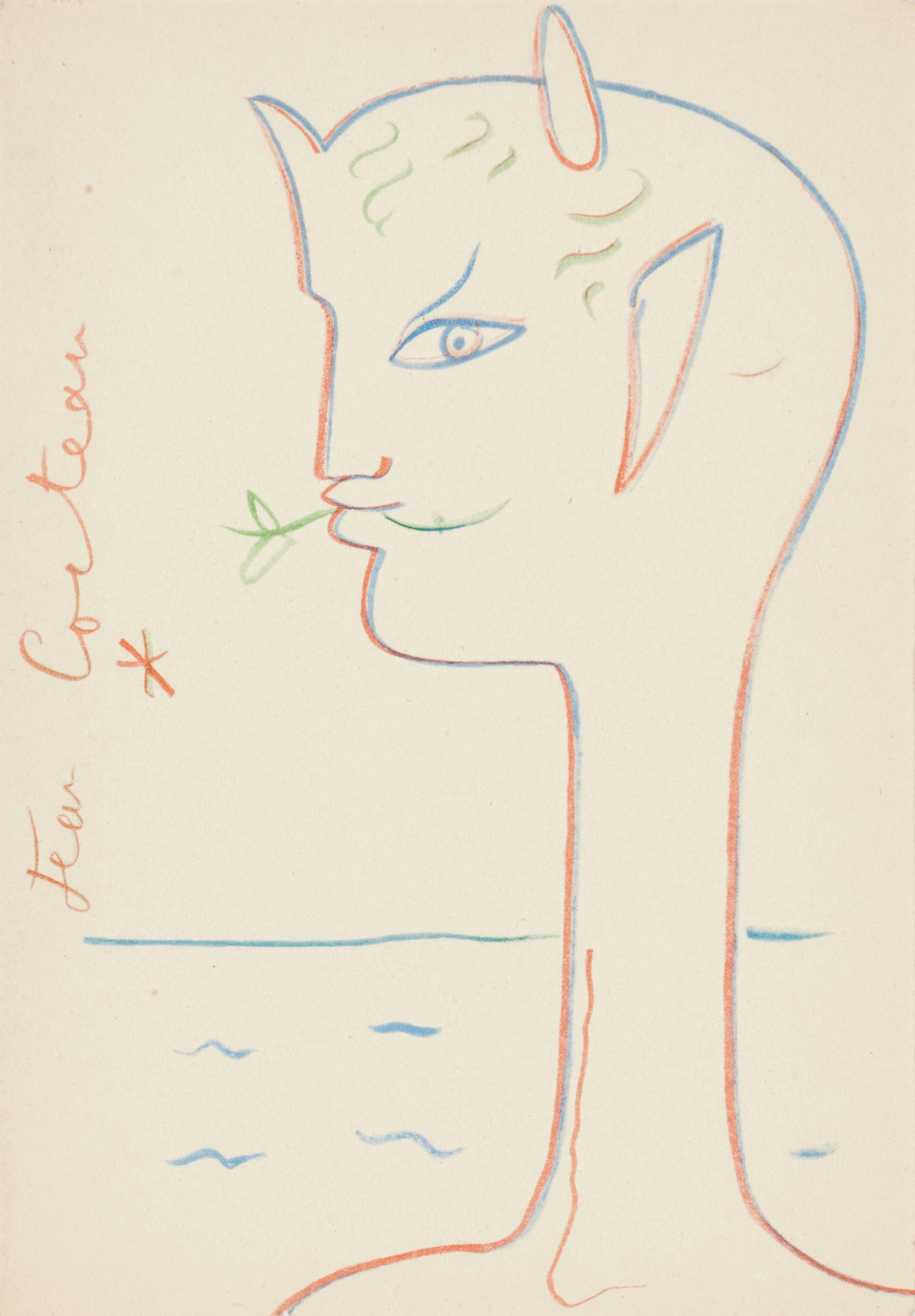 JEAN COCTEAU (FRANKRIKE, 1889-1963). Figurkomposition, vikt blad