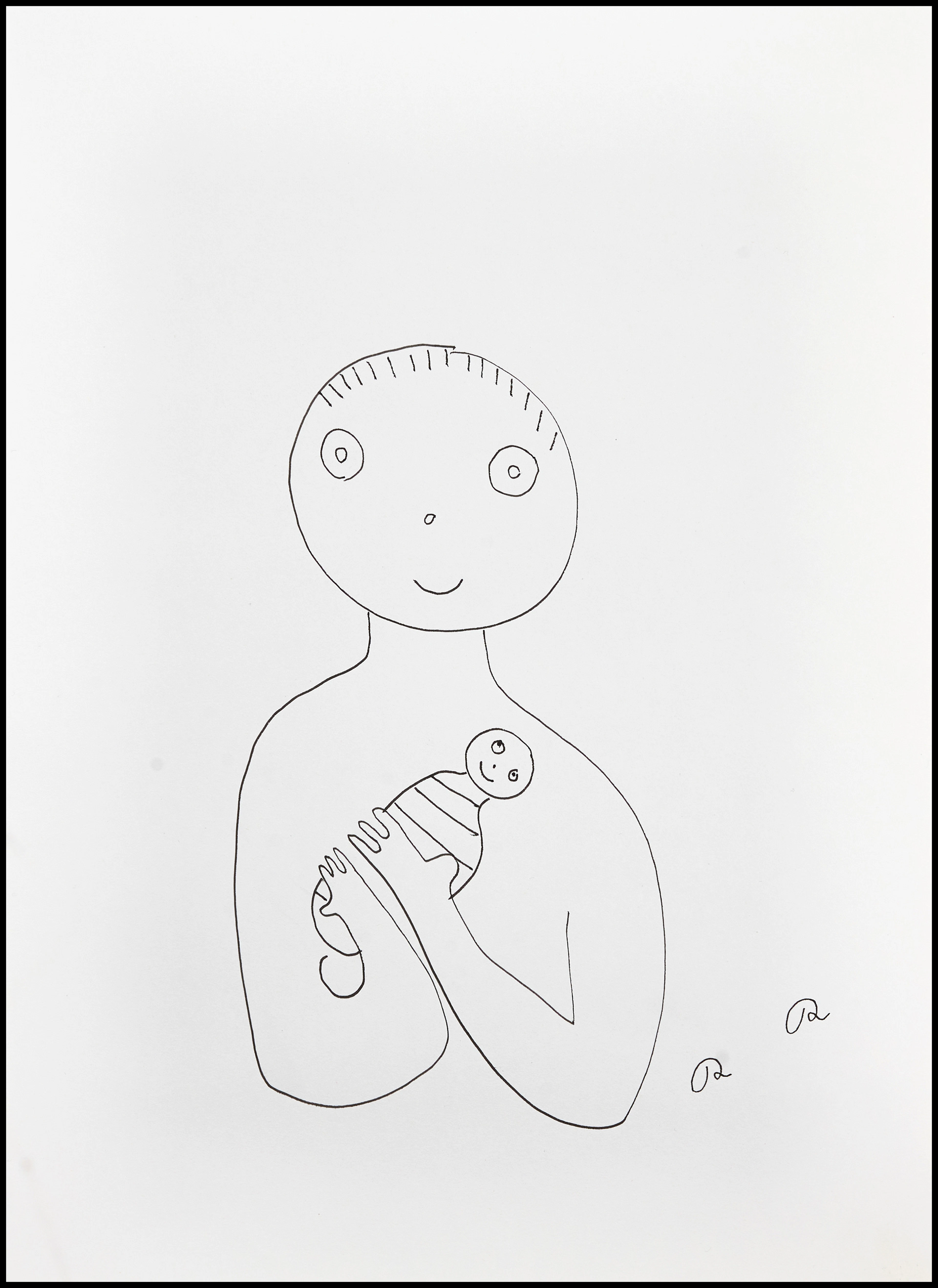ROGER RISBERG (Sverige, Göteborg, 1956-2011). Man med bebis, monogramsignerad