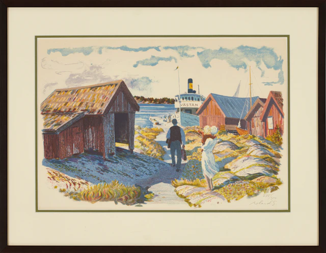 ROLAND SVENSSON (1910-2003). "Västan - Sommarbåten", signerad och