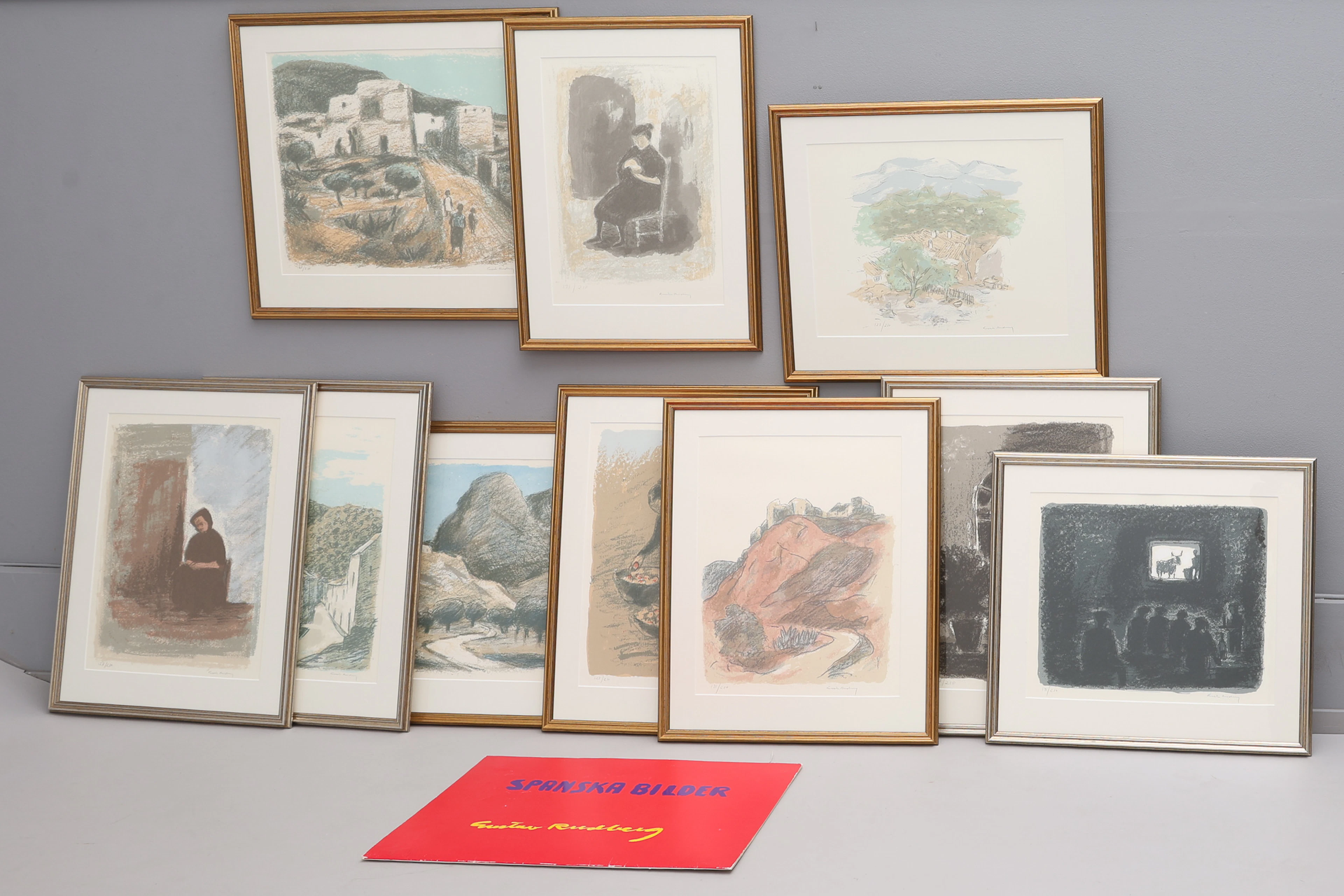 GUSTAV RUDBERG. TIO LITOGRAFIER AV TOLV, UR "SPANSKA BILDER", SIGNERADE