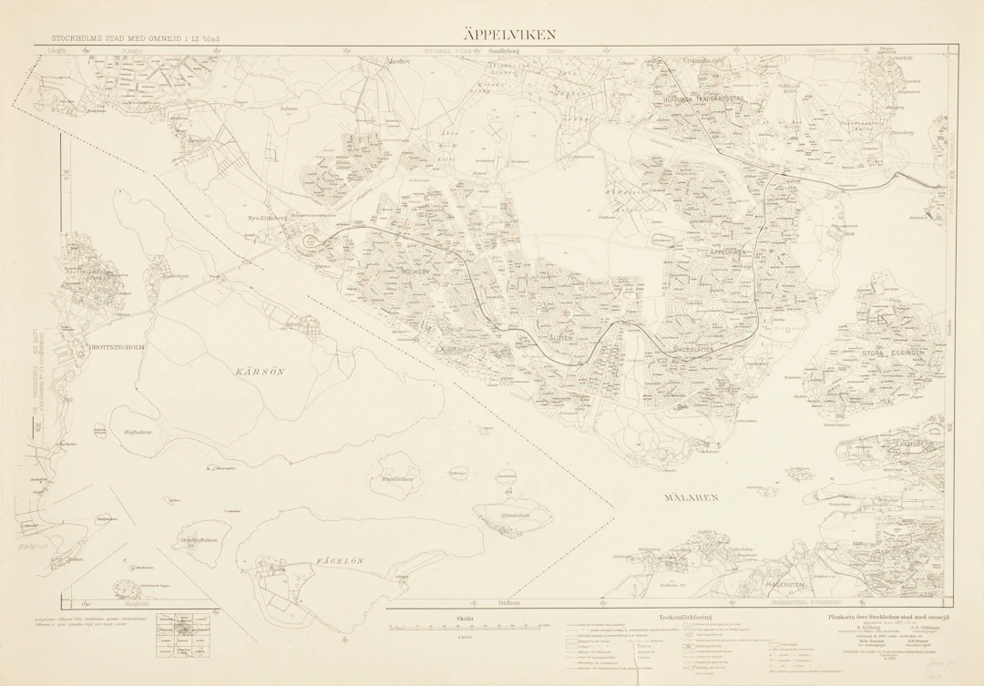 ÄPPELVIKEN, Plankarta över Stockholms Stad med omnejd, 1933, fotolitogr.