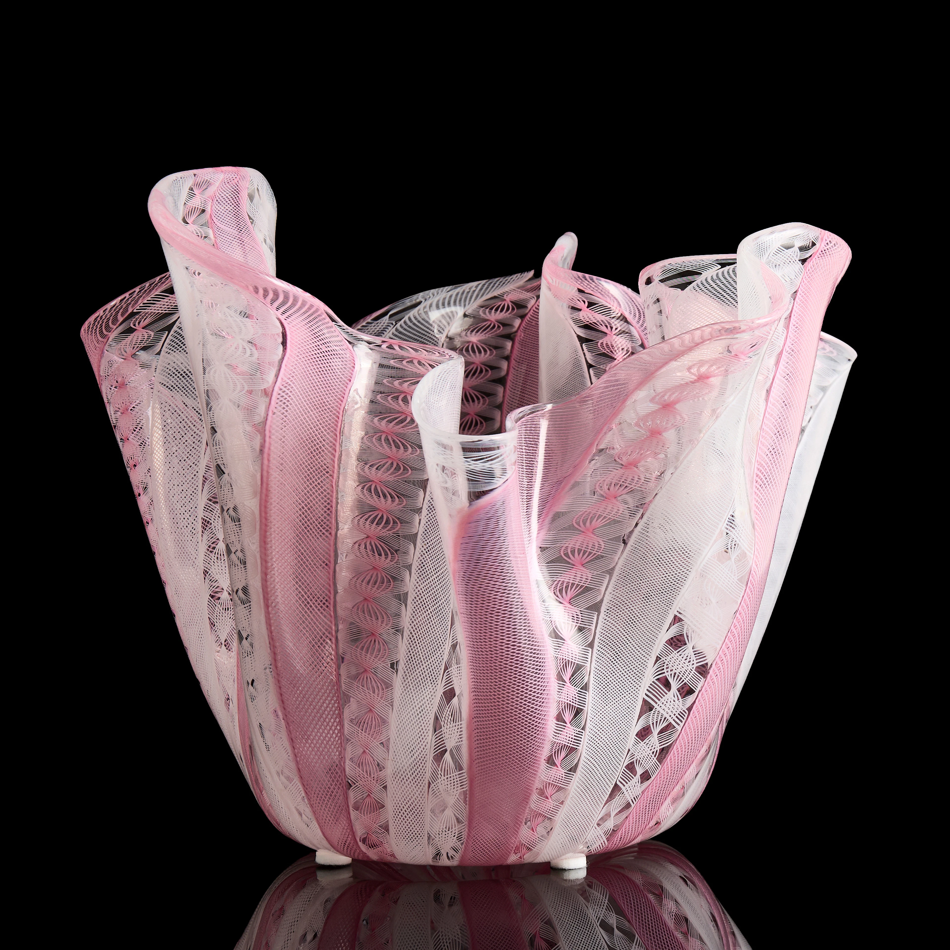 PAOLO VENINI. Skål, "Fazzoletto", filigrandekor, glas, Venini, Murano