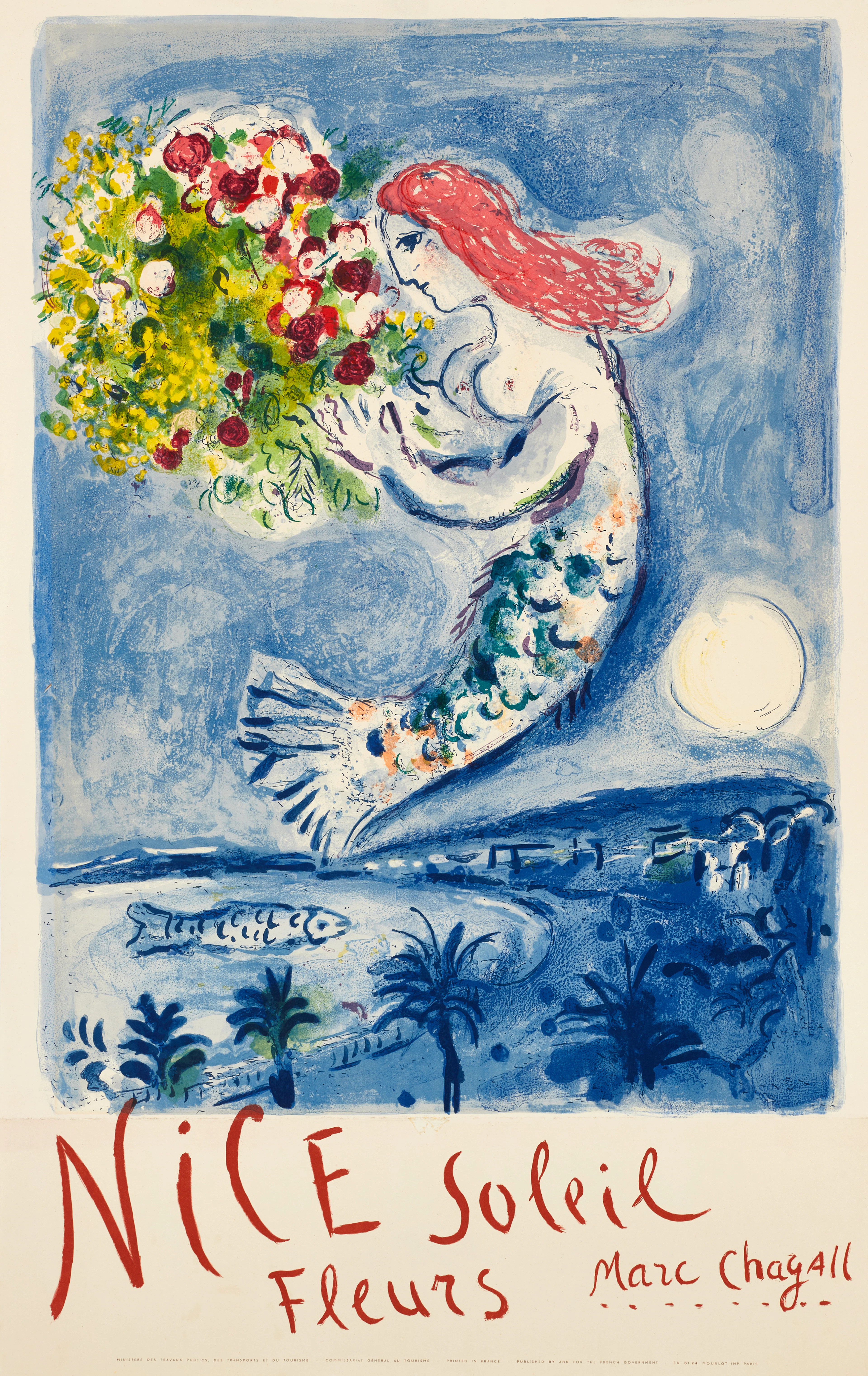 MARC CHAGALL. EFTER. "La Baie des Anges" (Nice Soleil Fleures), färglitografisk
