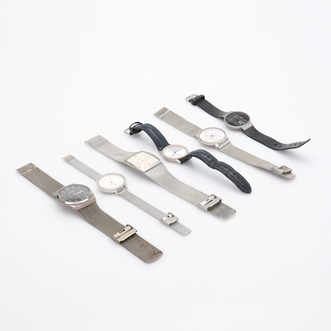ARMBANDSUR, 6 ST, STÅL, DANSKA TILLVERKARE, BL.A SKAGEN, QUARTZ.