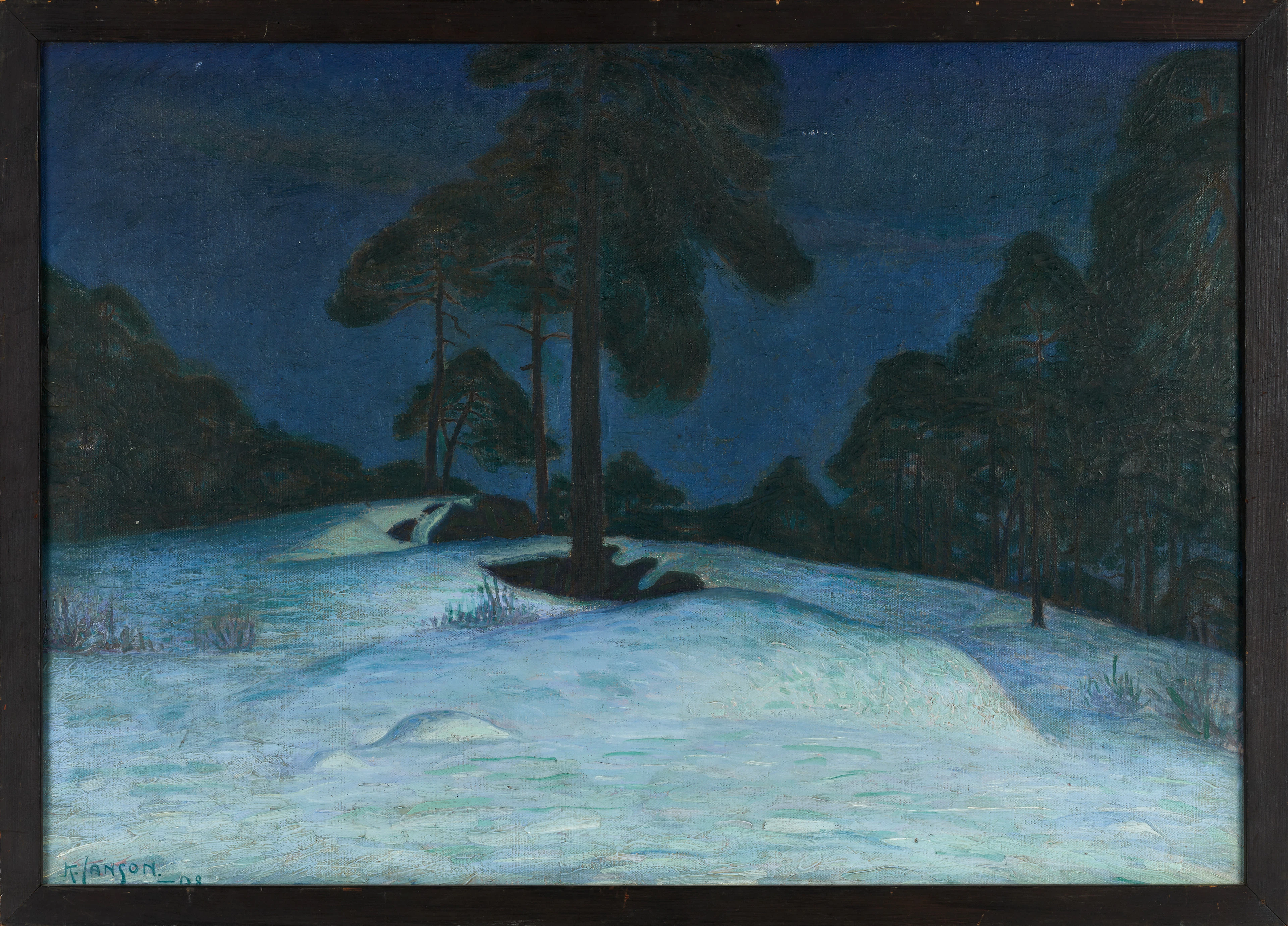 KNUT JANSON (Sverige, 1882-1966), ”Vinterkväll i skogen”, signerad