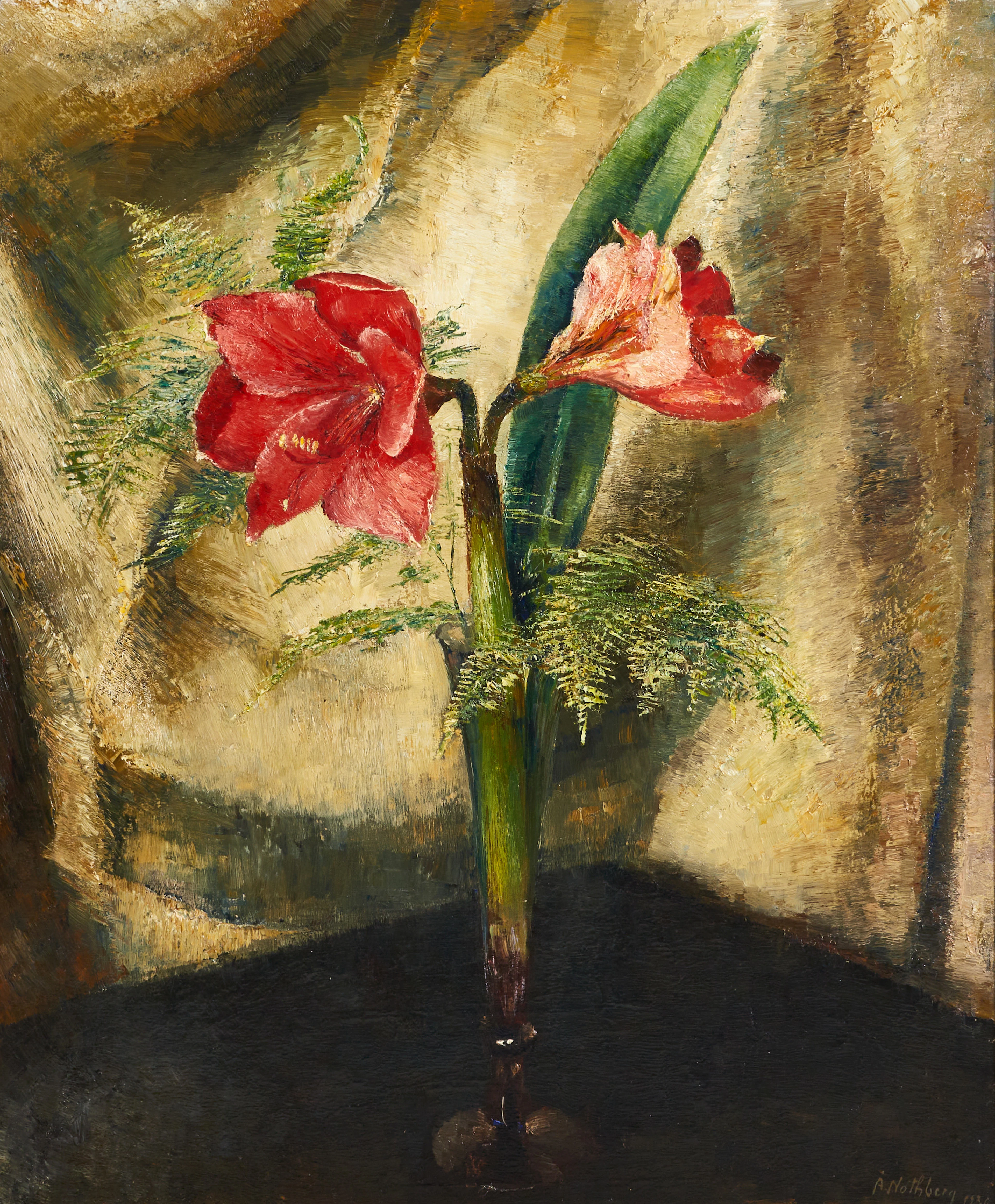ÅKE NOTHBERG (1893-1973). Blomsterstilleben med amaryllis, signerad