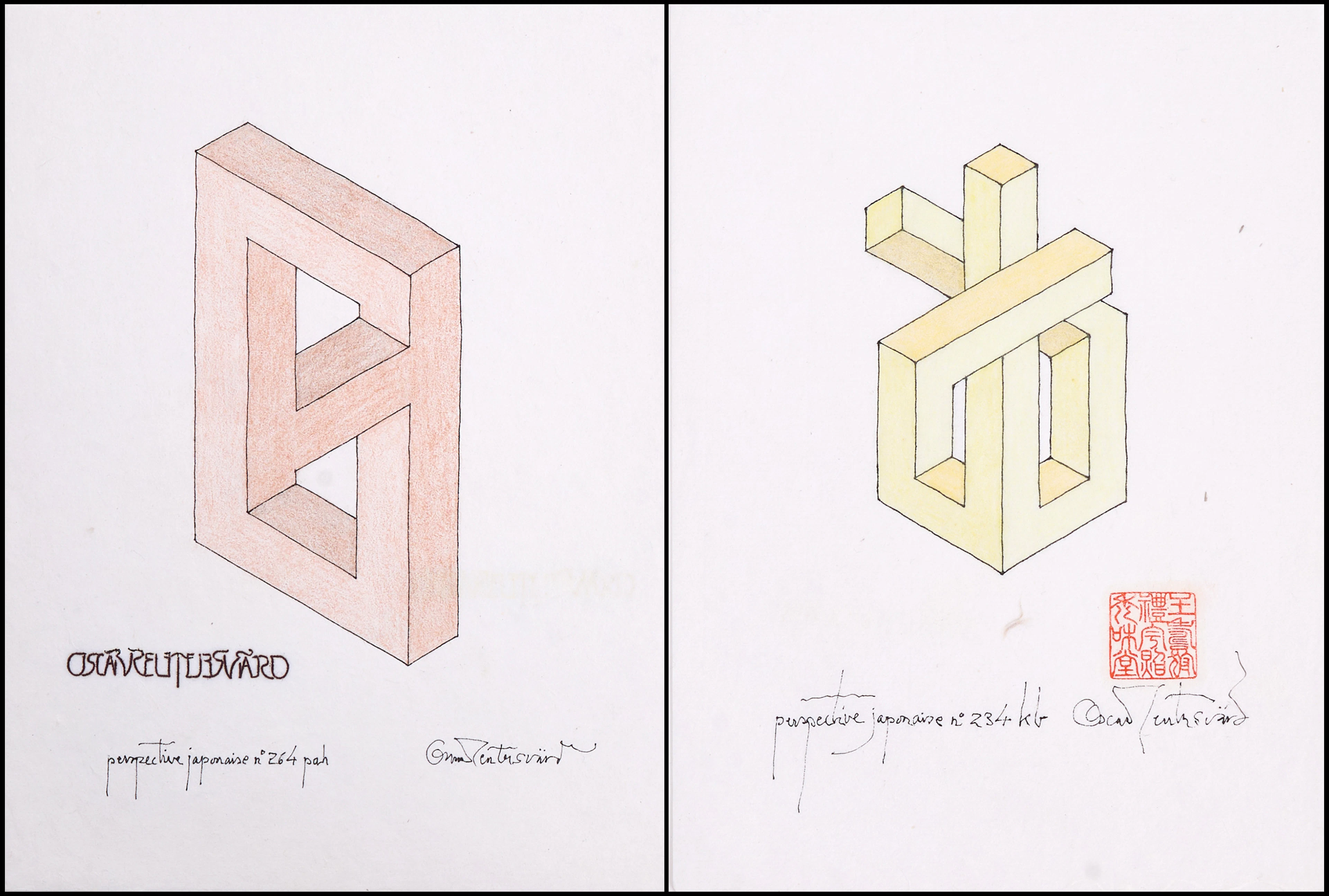 OSCAR REUTERSVÄRD (Sverige, 1915-2002), (2), Perspective japonaise
