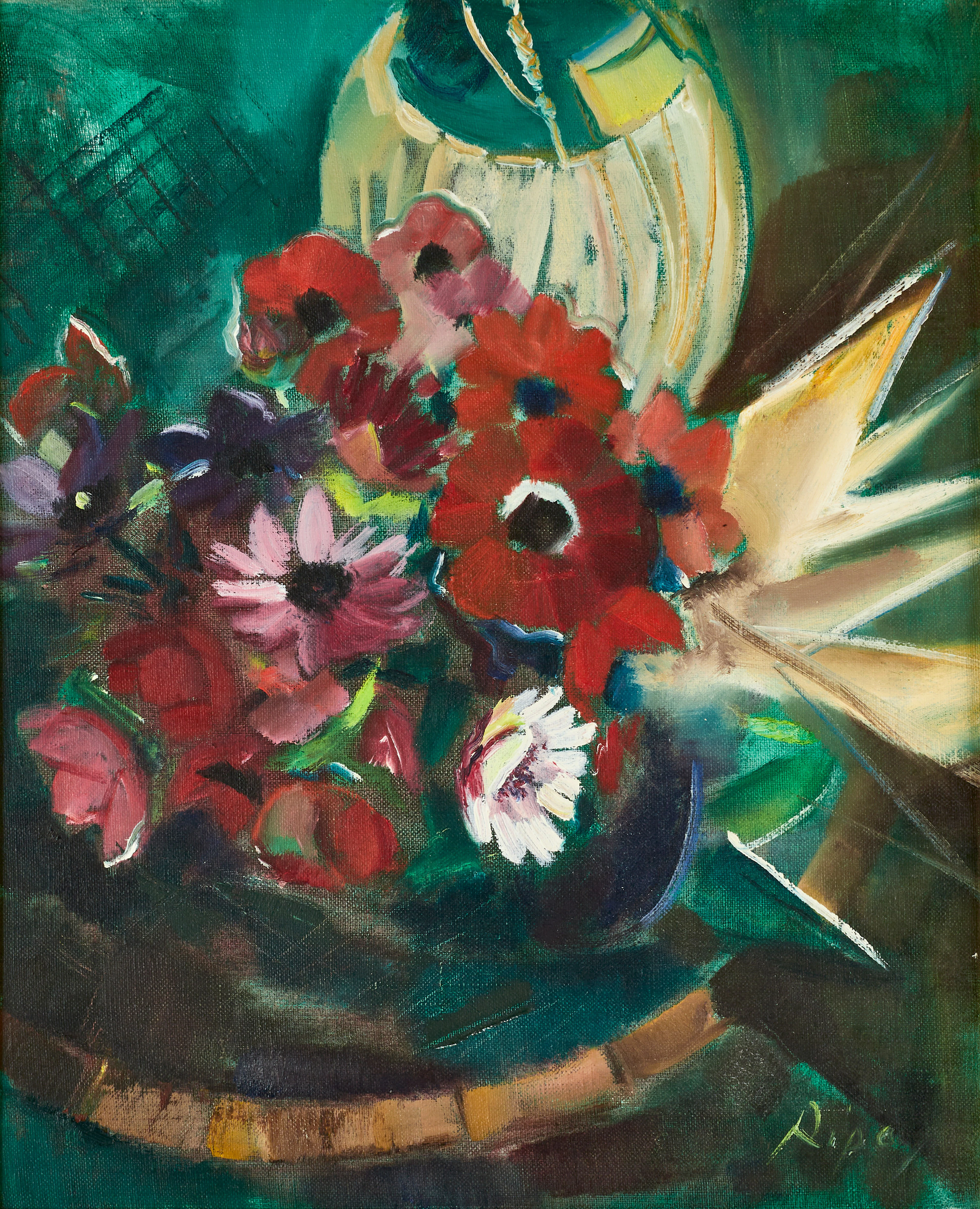 HANS RIPA (1912-2001). Blomsterstilleben med anemoner, signerad, olja på duk.