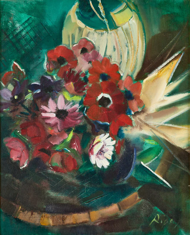 HANS RIPA (1912-2001). Blomsterstilleben med anemoner, signerad, olja på duk.