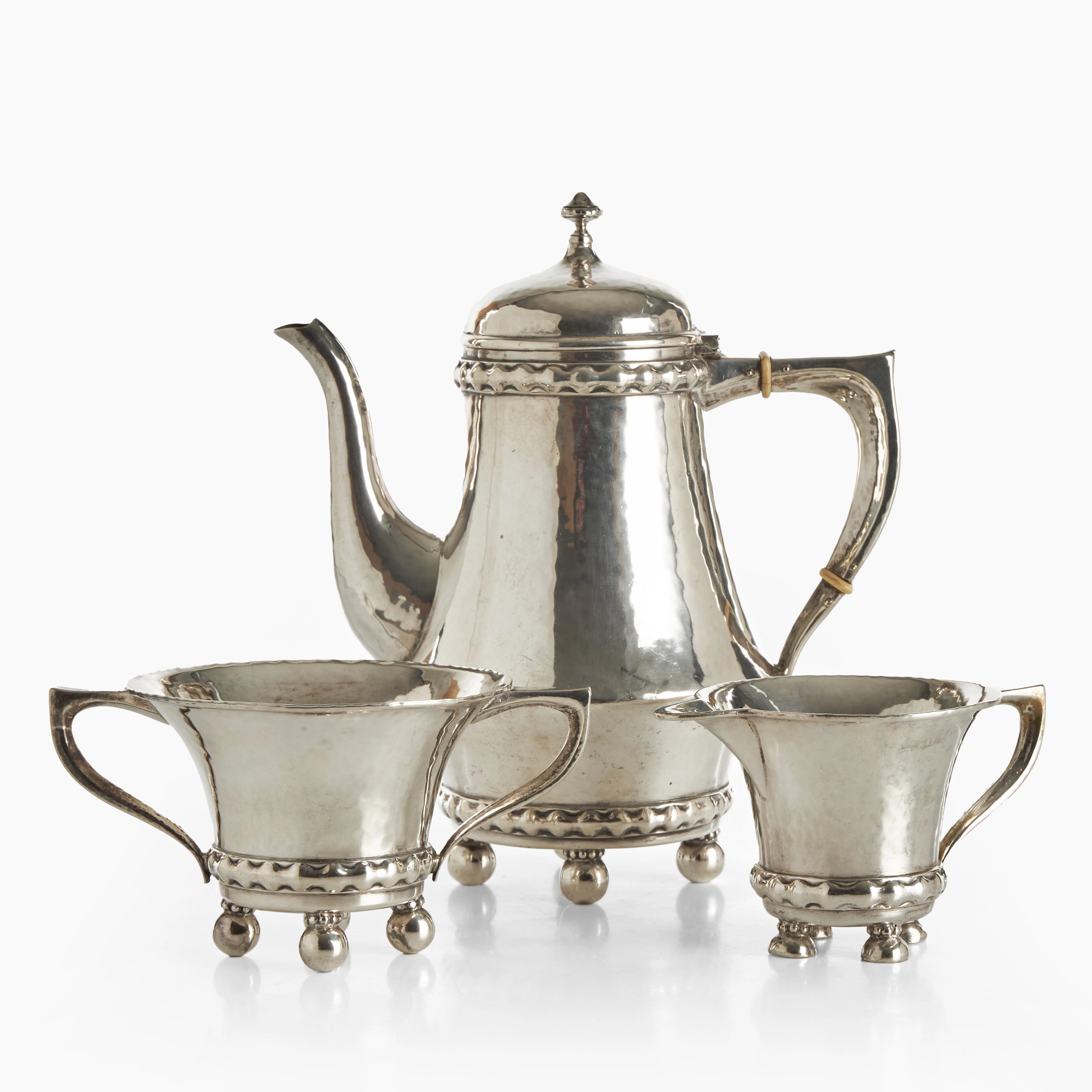 KAFFESERVIS, 3 delar, silver, K. Anderson, Stockholm, 1919.