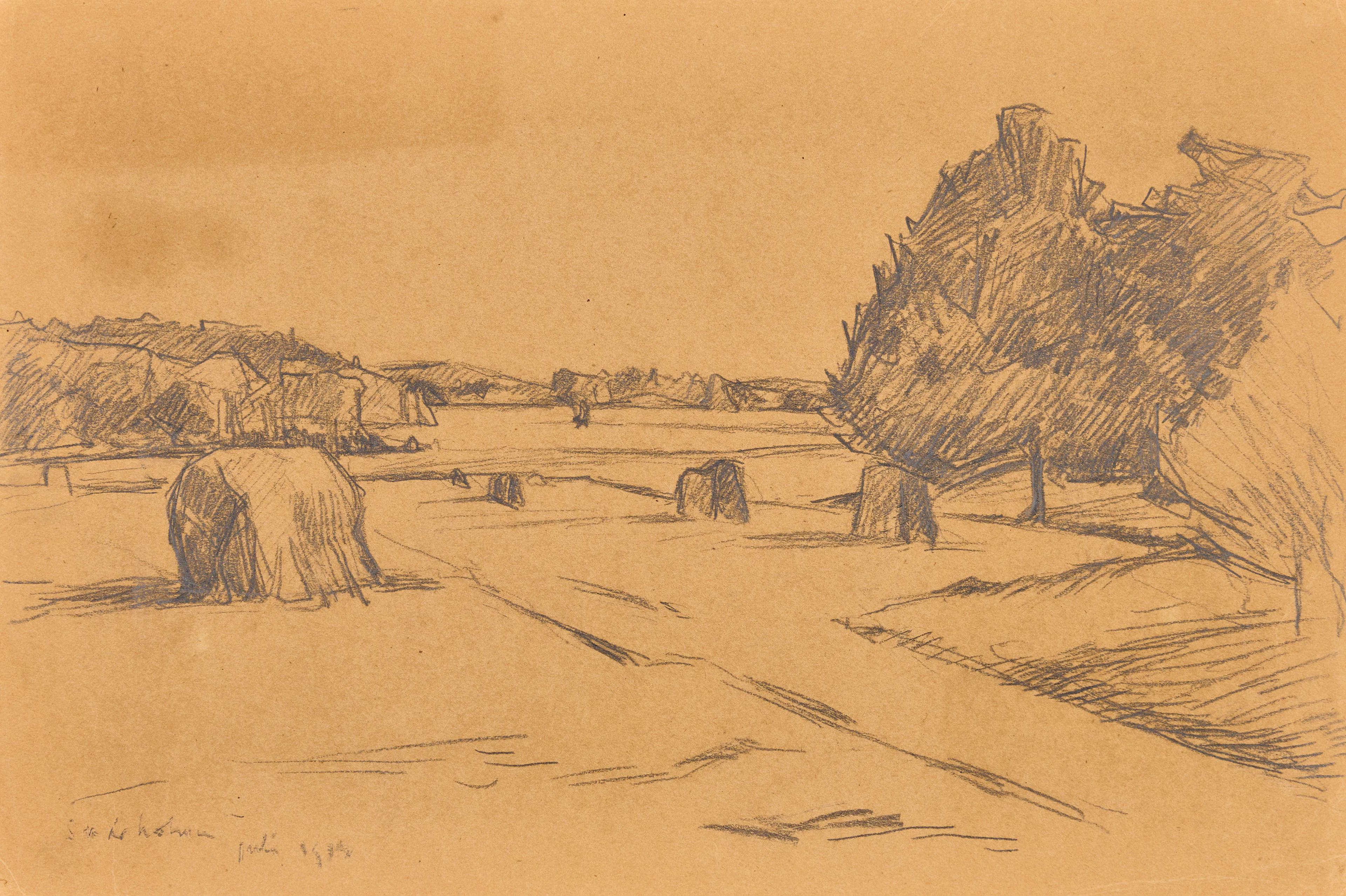 KARL NORDSTRÖM (Tjörn 1855-1923 Drottningholm). Vidsträckt sommarlandskap