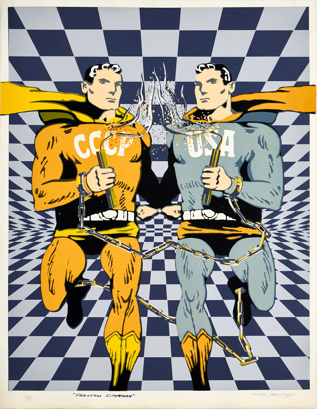 TORKEL DAHLSTEDT (född 1942). "Parafras Superman", CCCP x USA, signerad