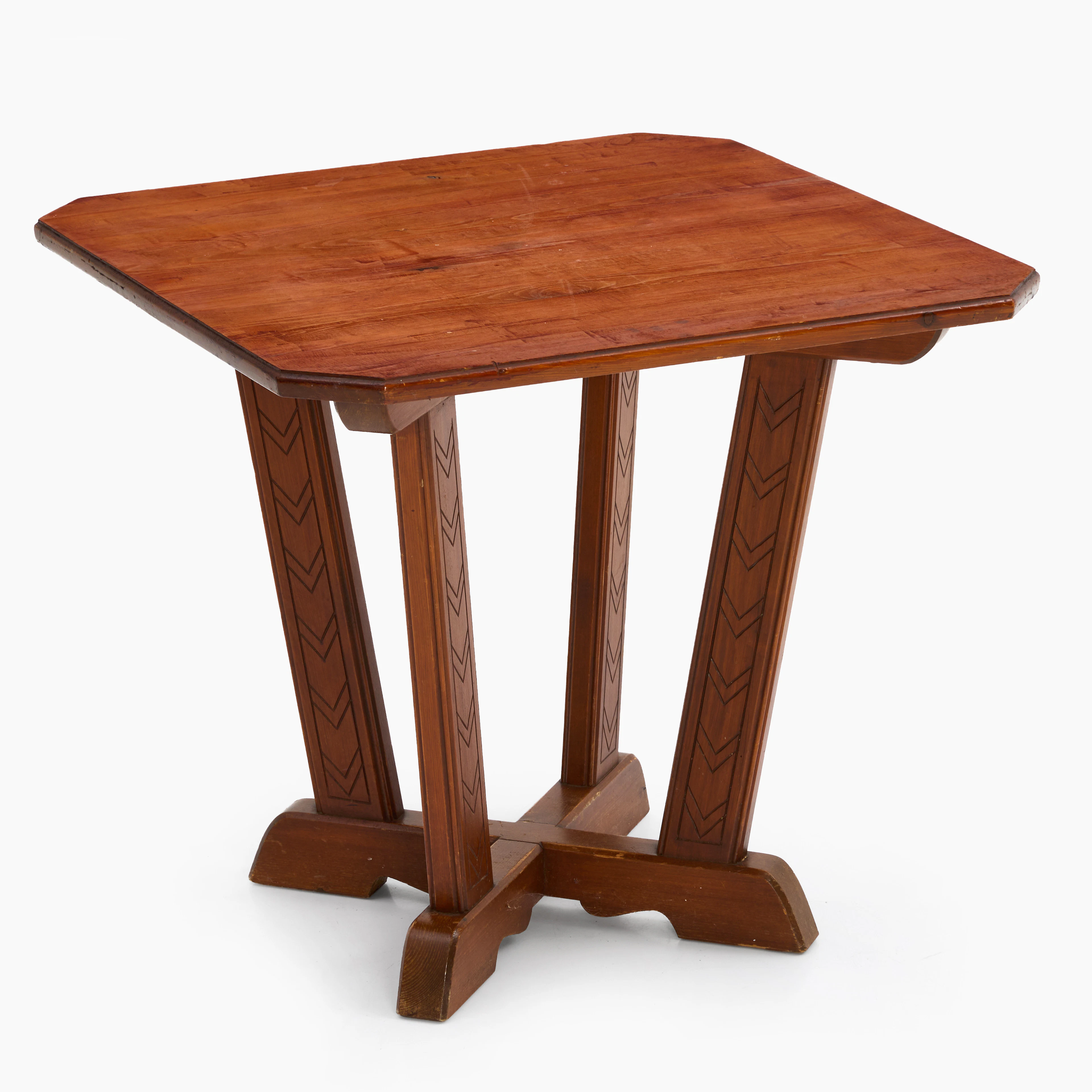 SOFFBORD, sportstugemöbel, betsad furu, skuren dekor, 1930-tal.